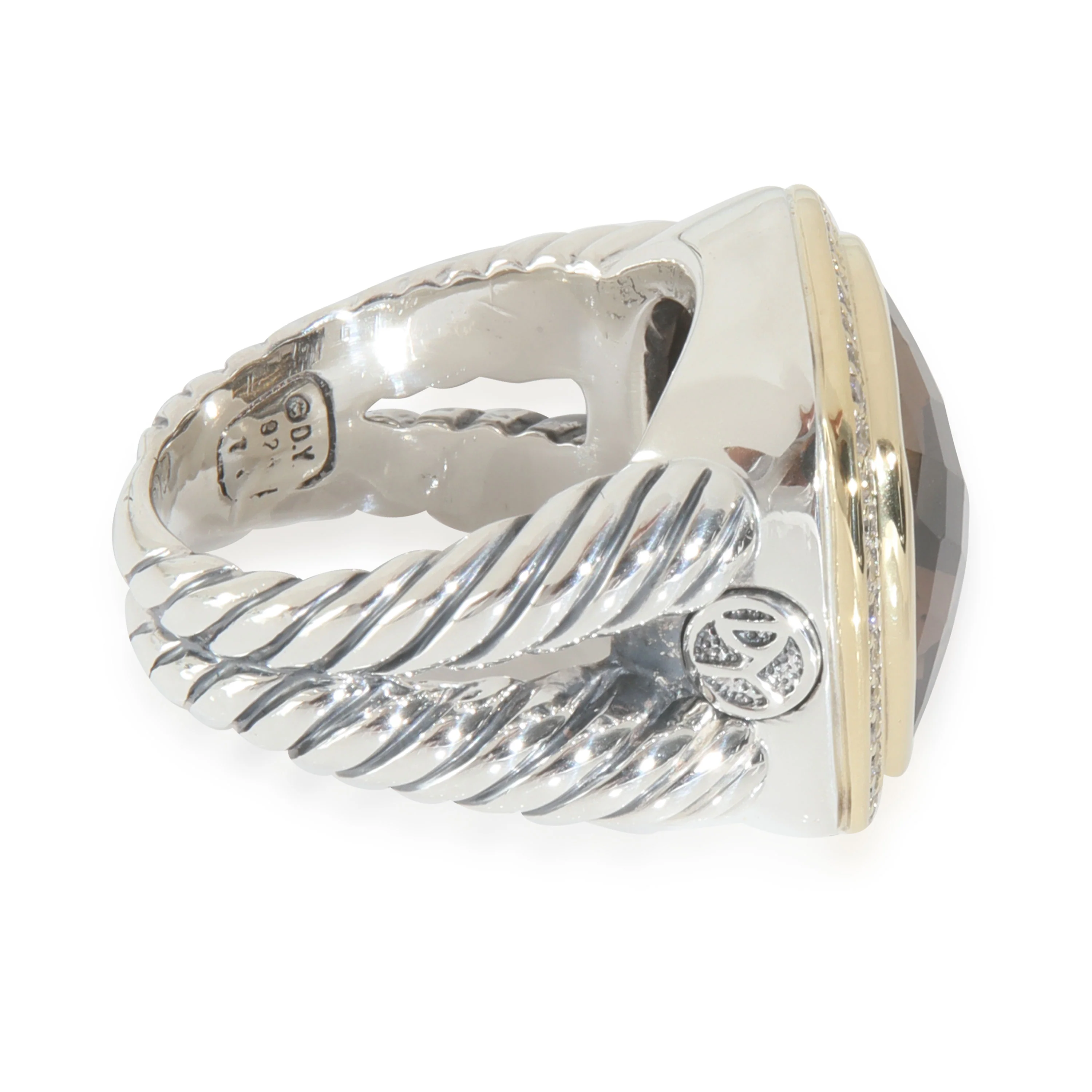 Yellow Gold & Sterling Silver Smokey Quartz and Diamond Albion Ring - Image 4