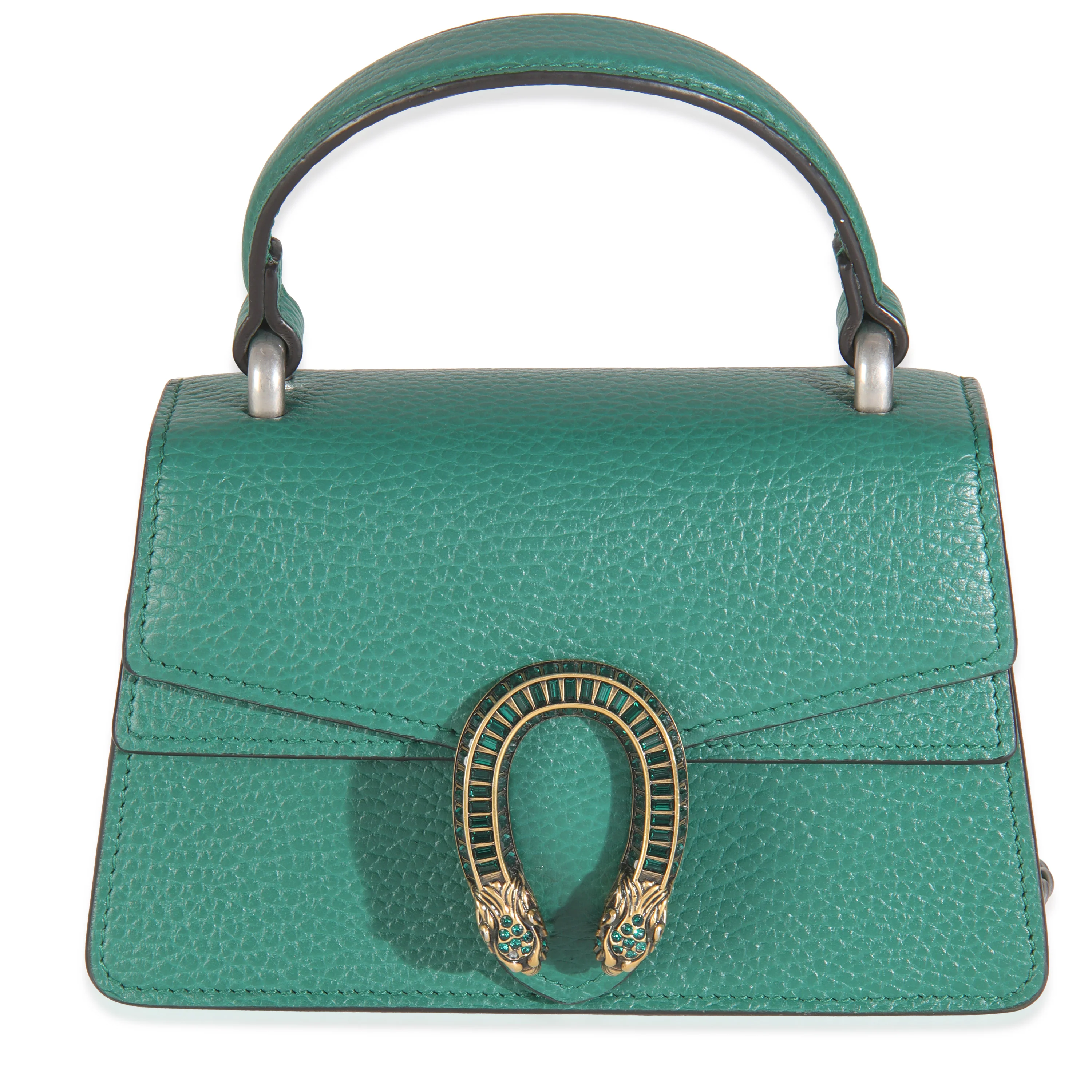 Emerald Dollar Calfskin Crystal Mini Dionysus Top Handle Bag