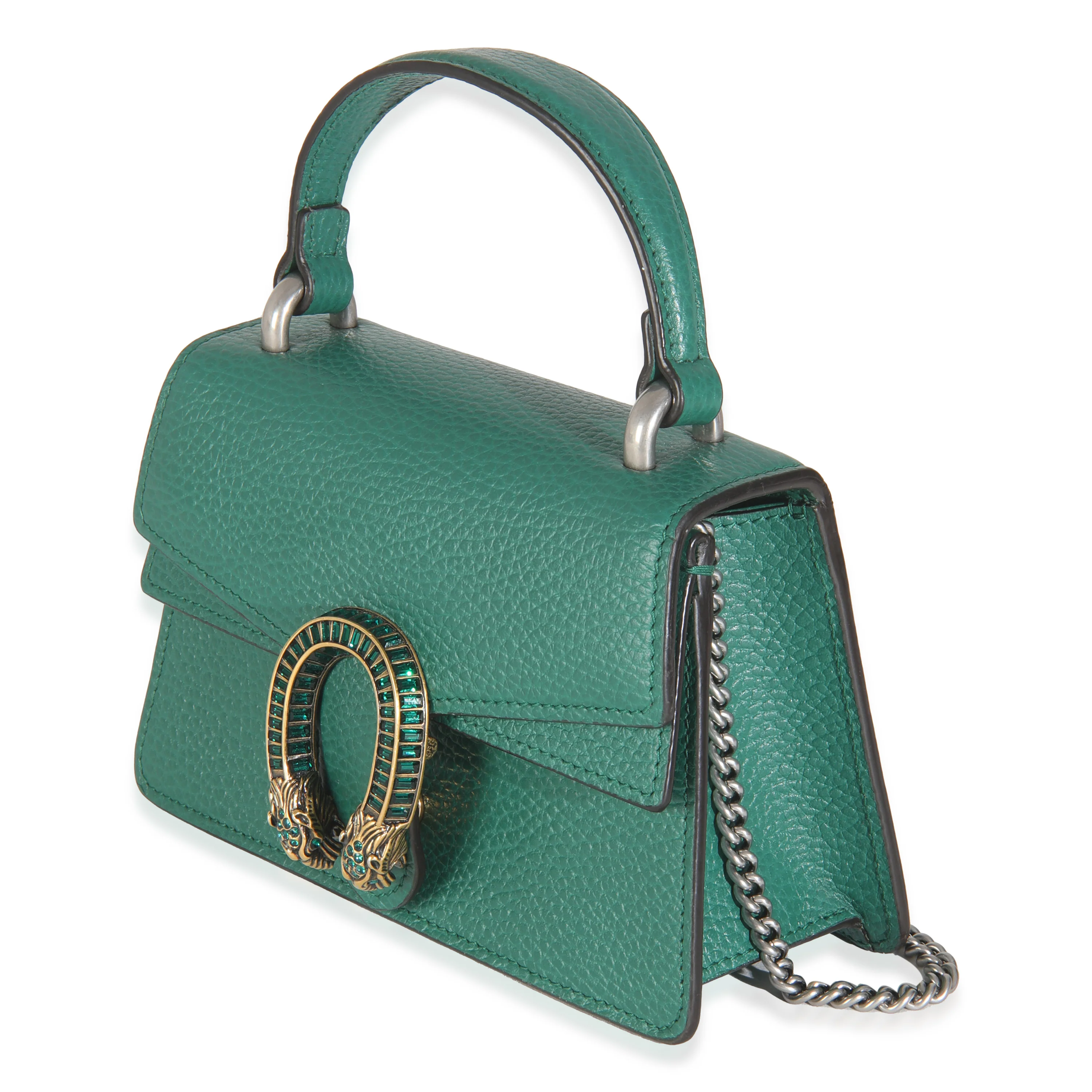 Emerald Dollar Calfskin Crystal Mini Dionysus Top Handle Bag - Image 2