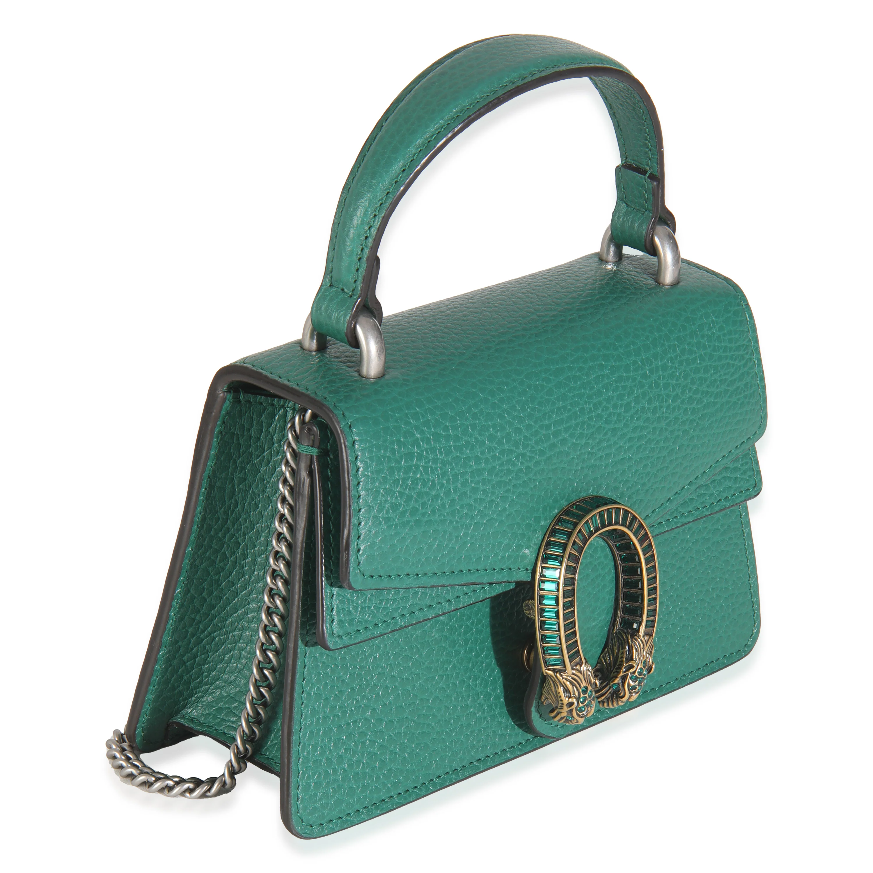 Emerald Dollar Calfskin Crystal Mini Dionysus Top Handle Bag - Image 3
