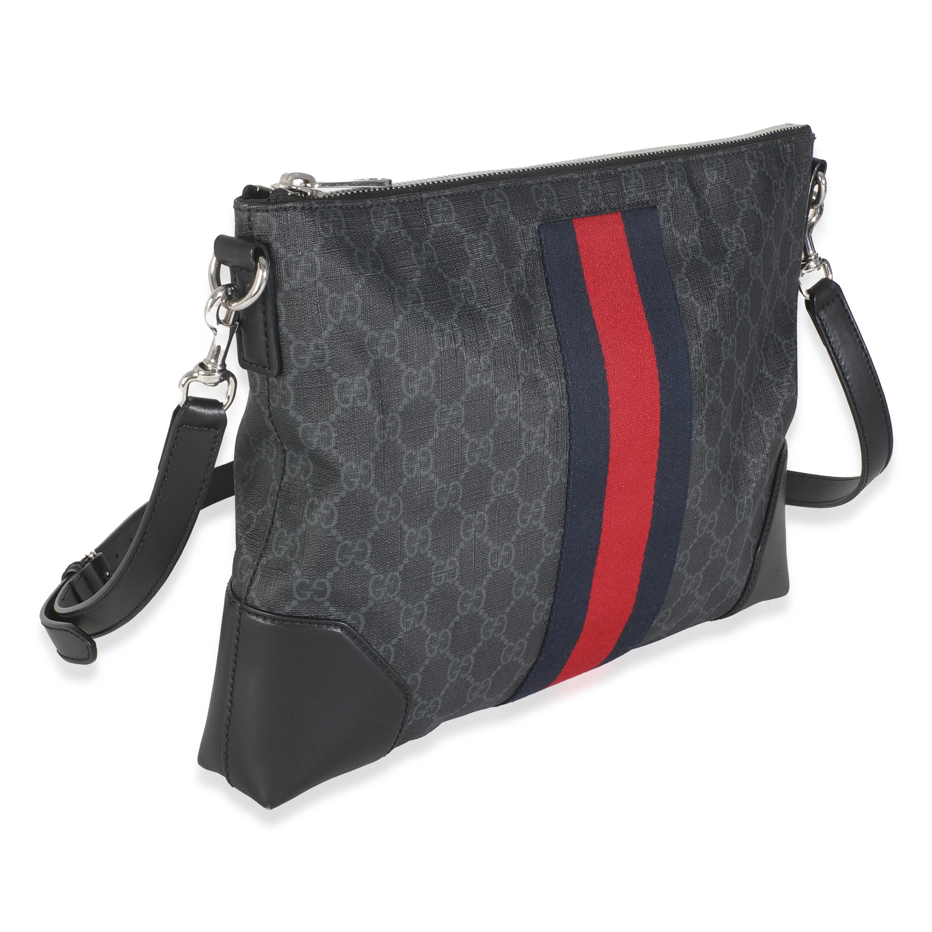 Black GG Supreme Canvas Web Flat Messenger - Image 2