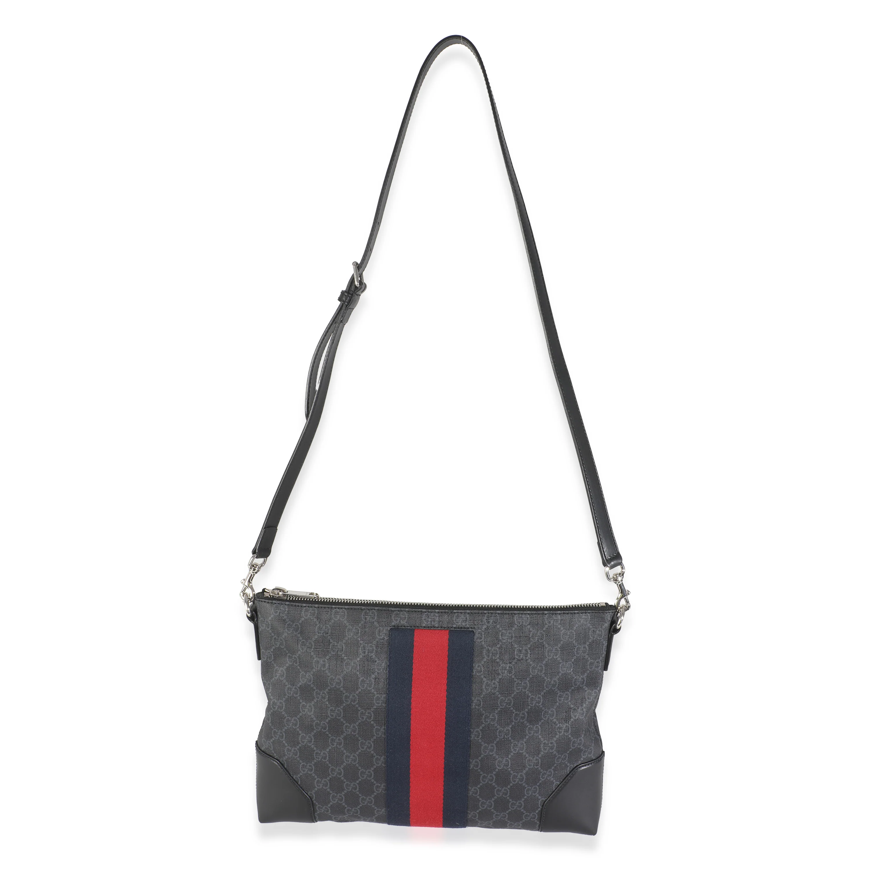 Black GG Supreme Canvas Web Flat Messenger - Image 7