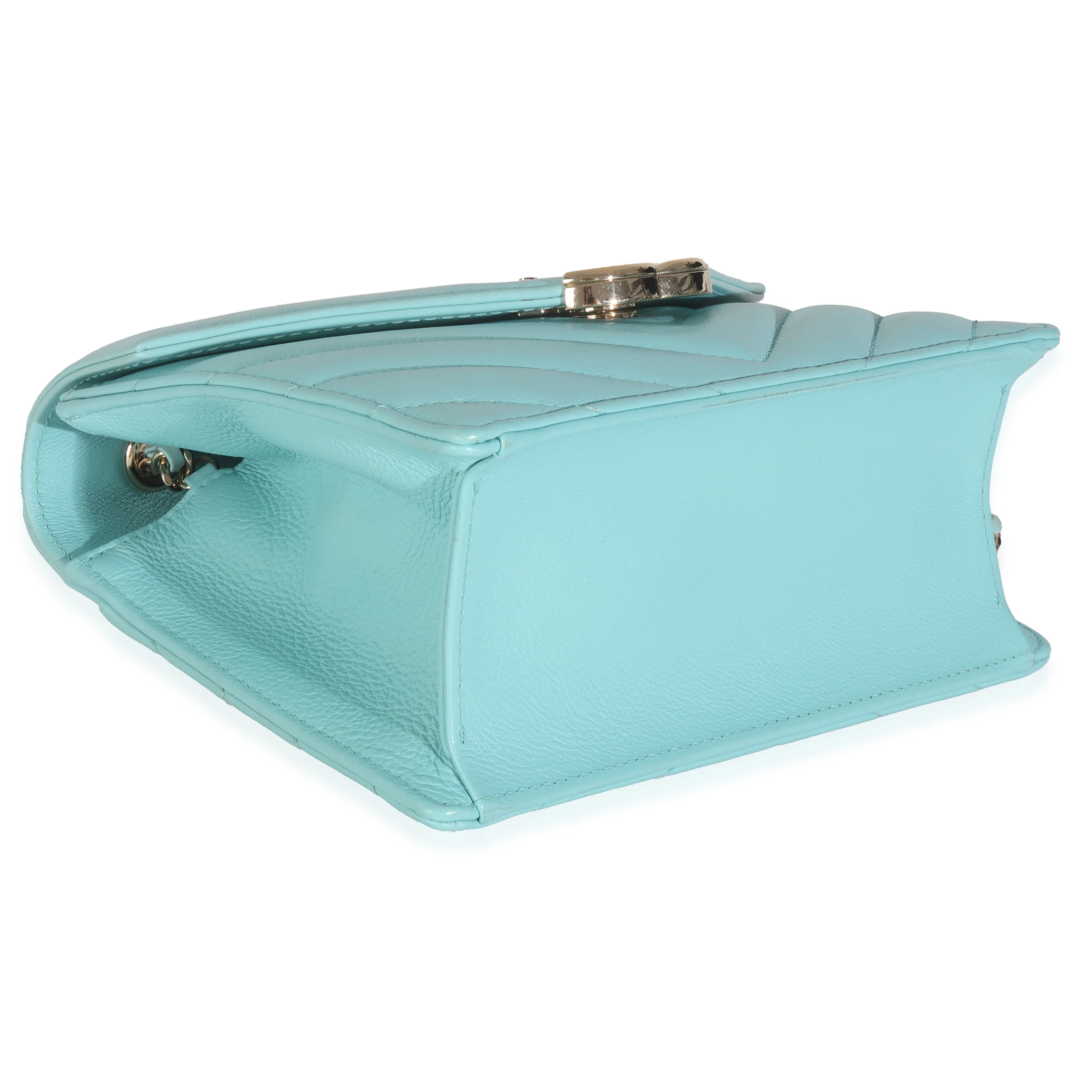 Turquoise Chevron Calfskin Envelope Flap Bag - Image 6