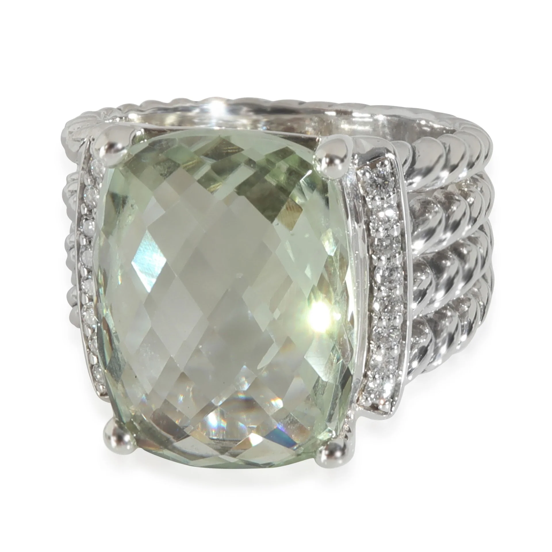 Sterling Silver Prasiolite and Diamond Wheaton Ring