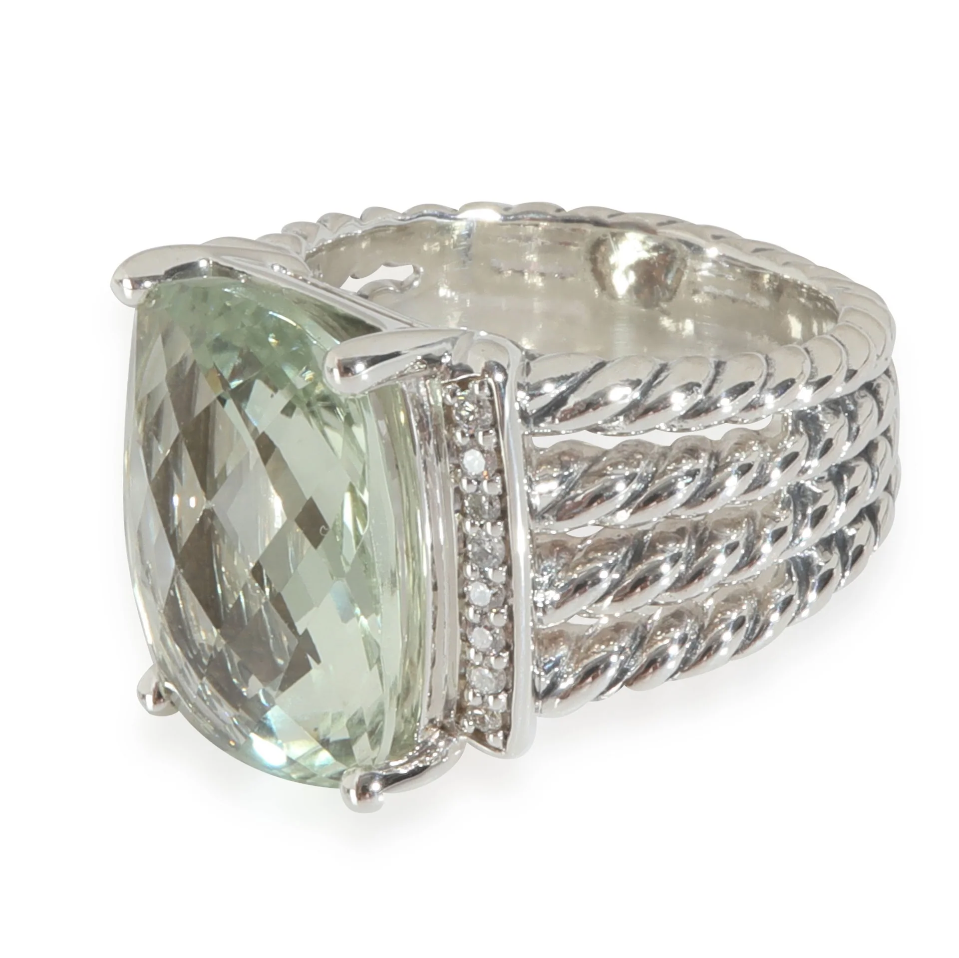 Sterling Silver Prasiolite and Diamond Wheaton Ring - Image 4