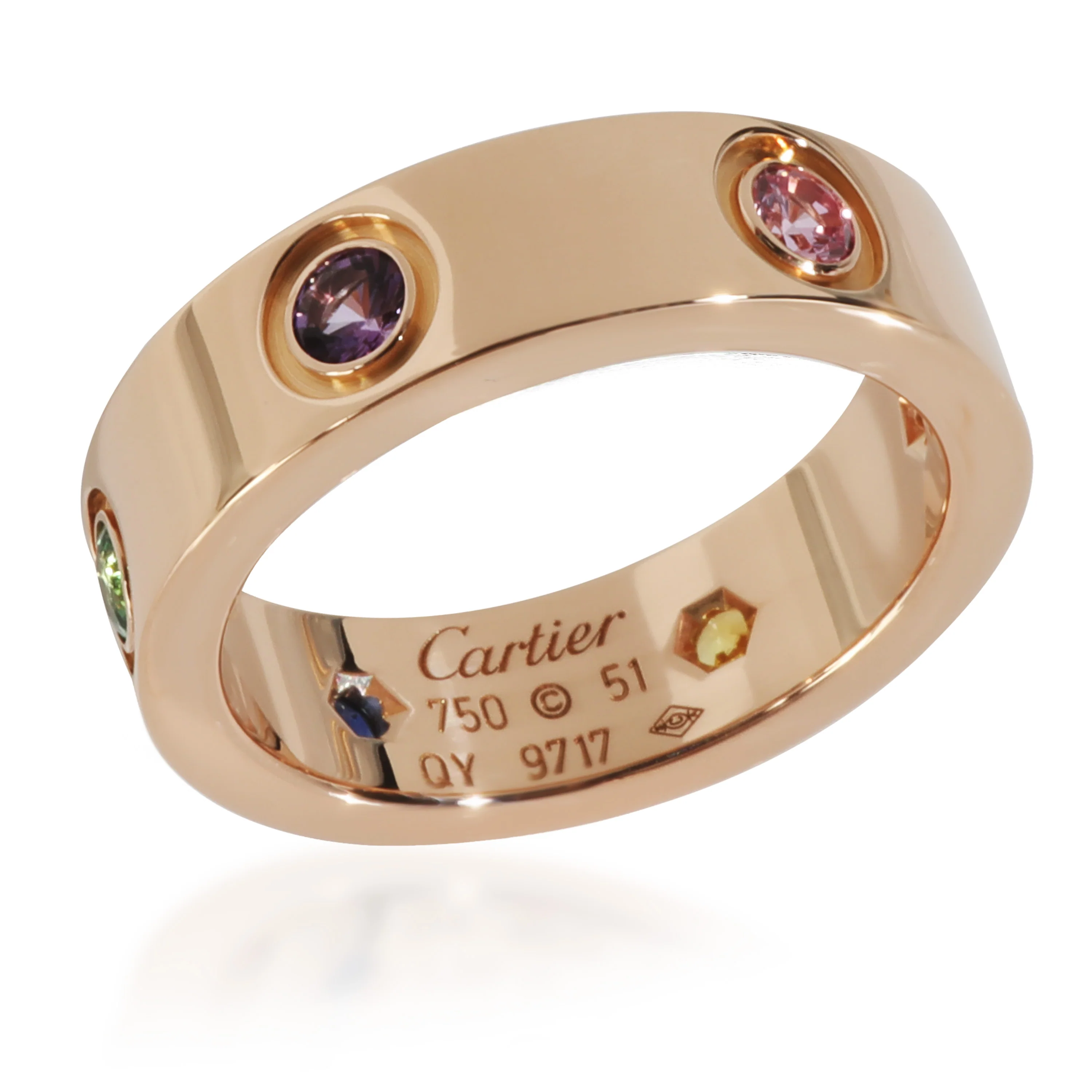 Rose Gold  Rainbow Gemstone Love Ring - Image 2