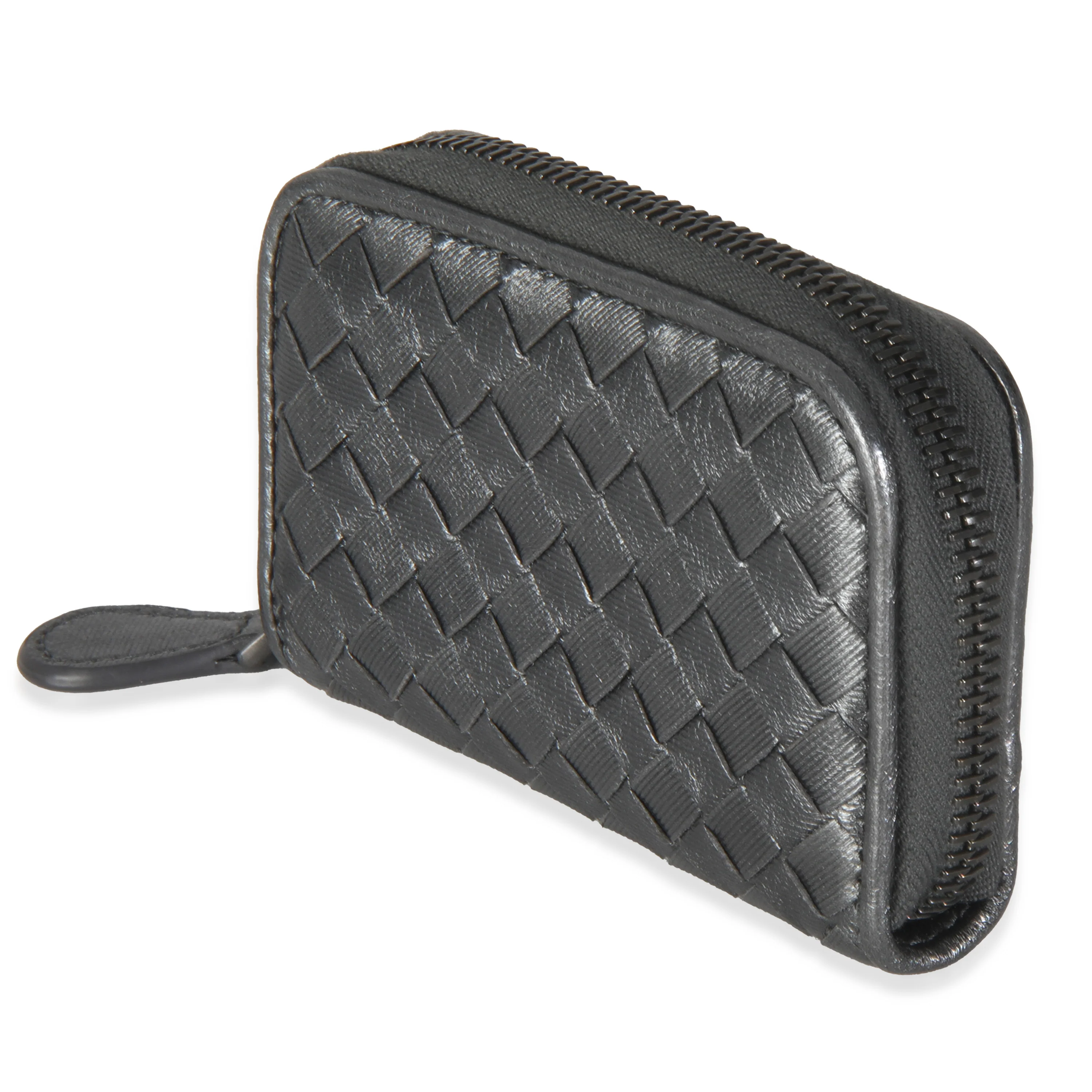 Dark Silver Nappa Intrecciato Card Case - Image 2