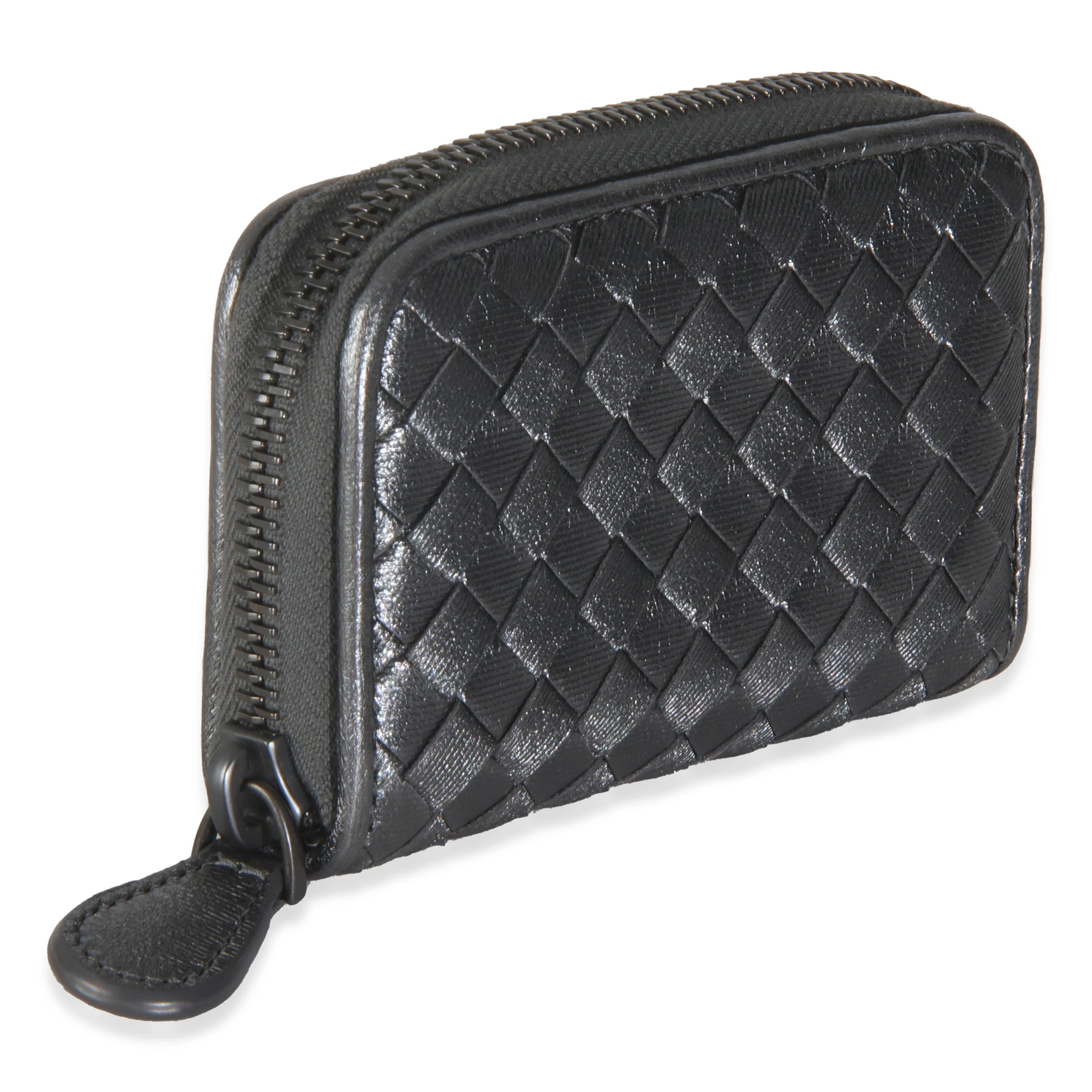 Dark Silver Nappa Intrecciato Card Case - Image 3