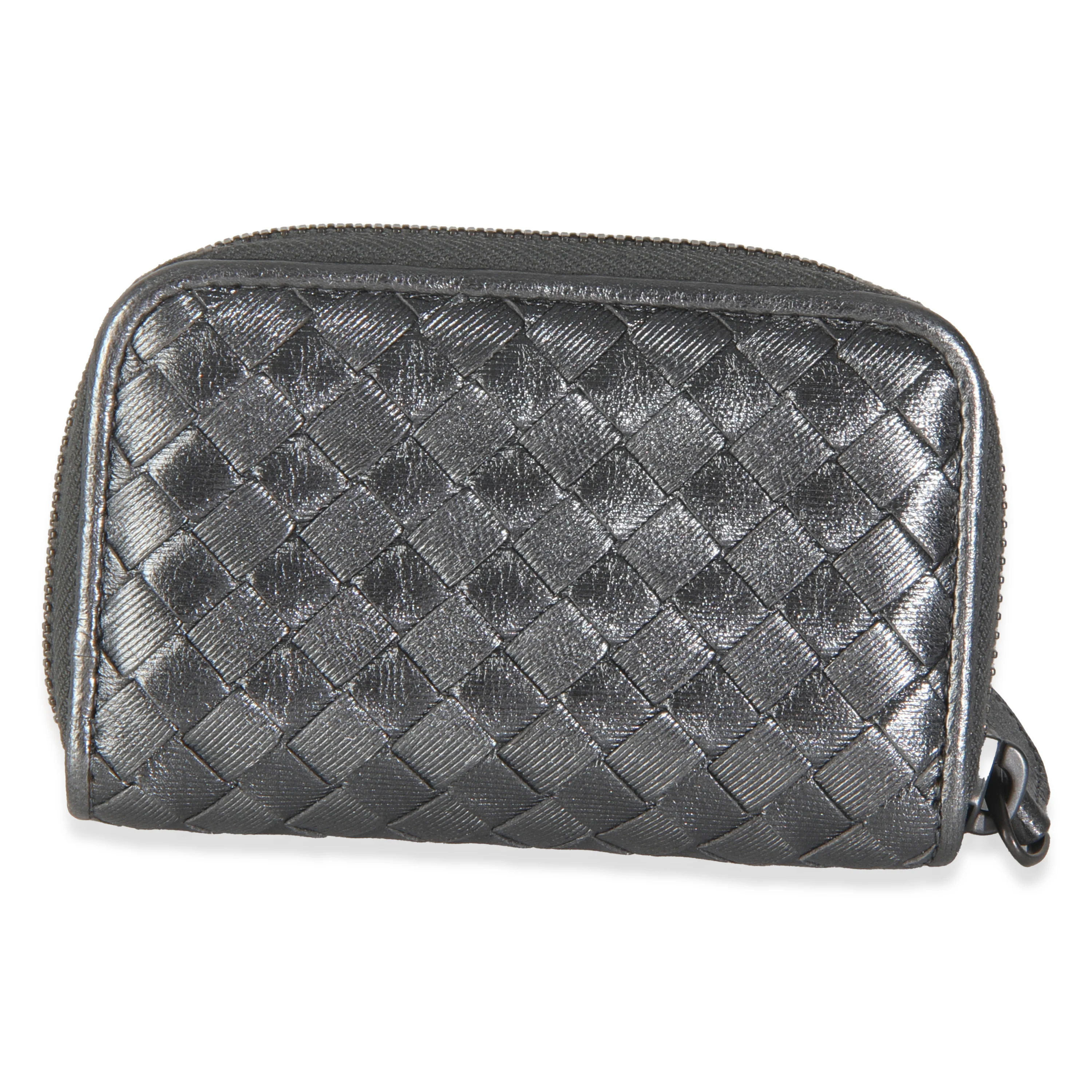 Dark Silver Nappa Intrecciato Card Case - Image 4