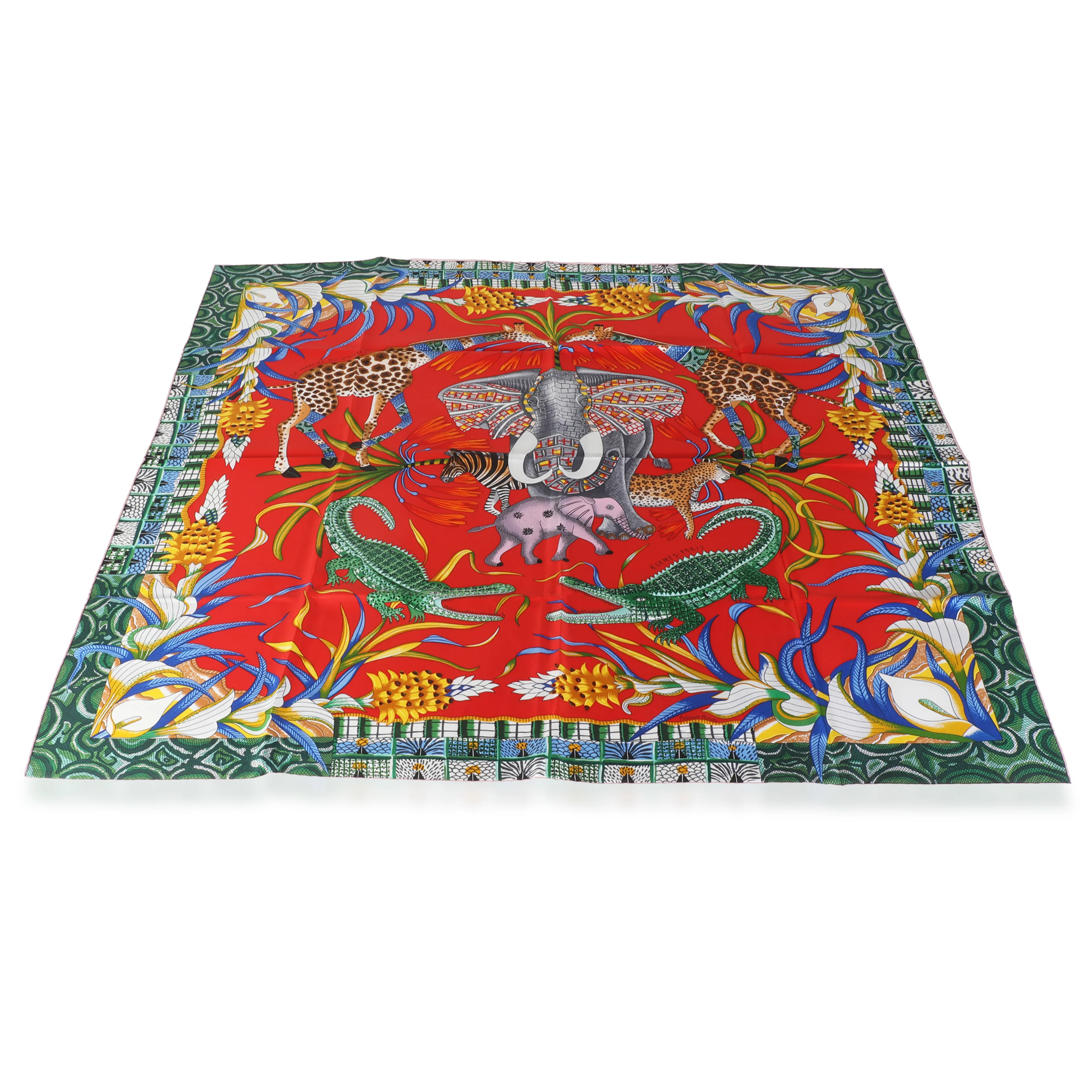 Rouge Vert Multicolor Silk La Marche Du Zambeze Scarf 90 - Image 2