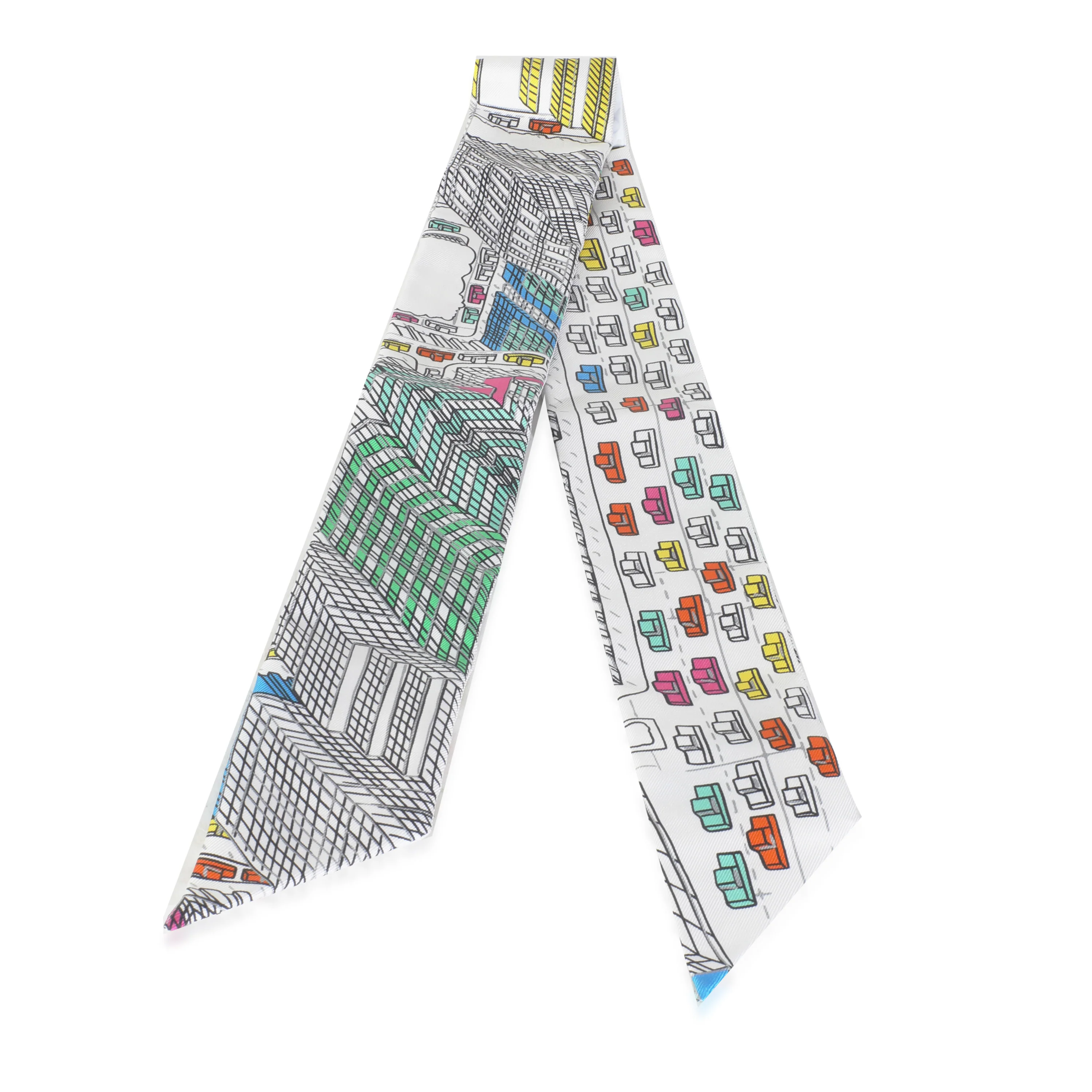 Blanc Vert Multicolore Silk Pantin City Twilly