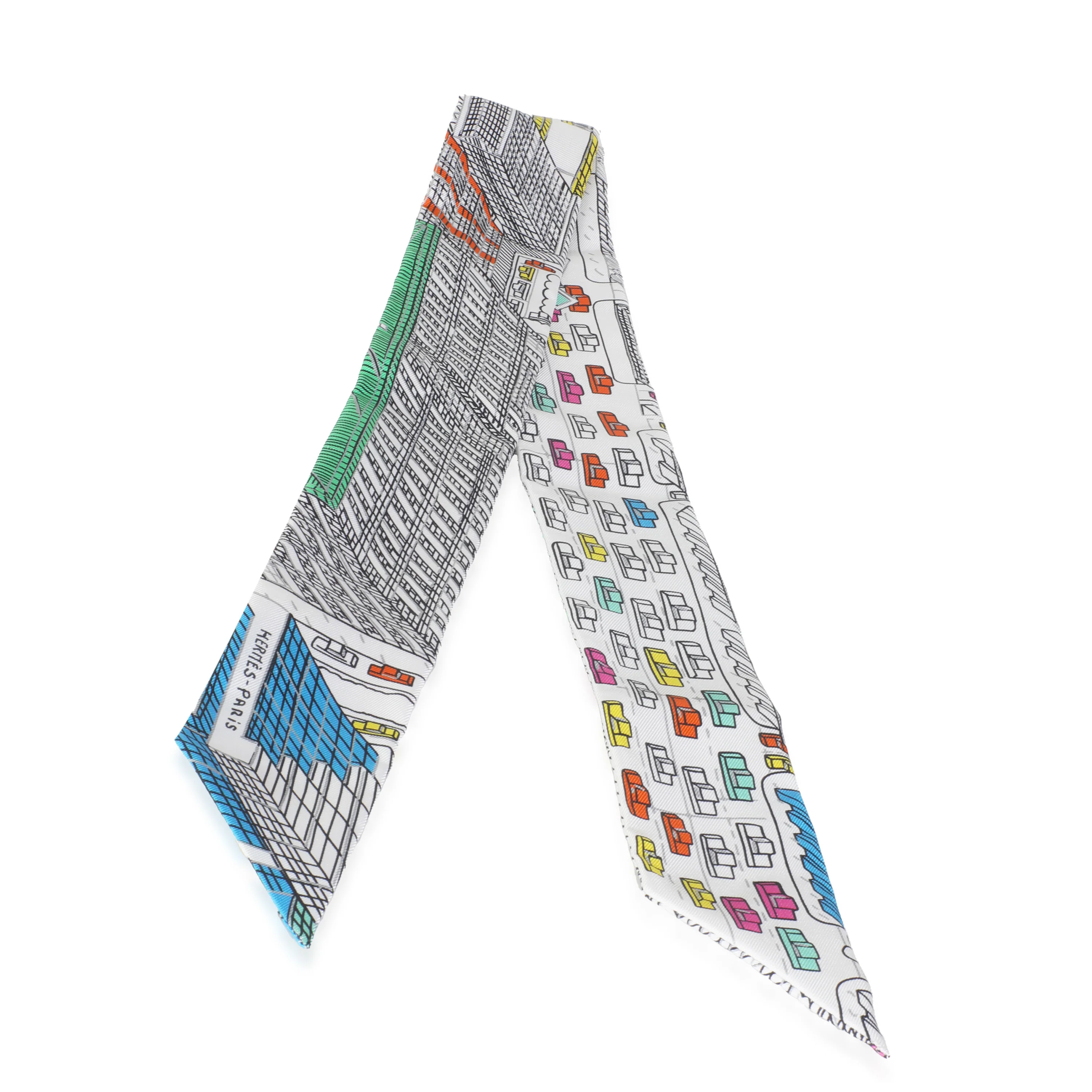 Blanc Vert Multicolore Silk Pantin City Twilly - Image 2