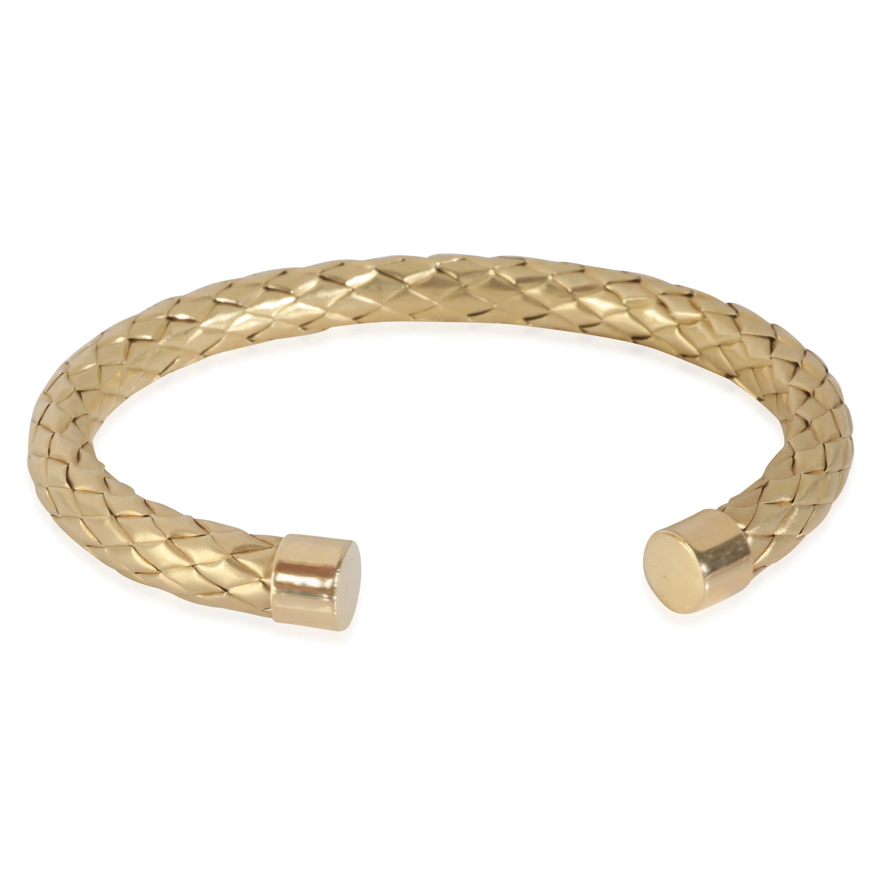 Yellow Gold Satin Finish Woven Cuff Bracelet