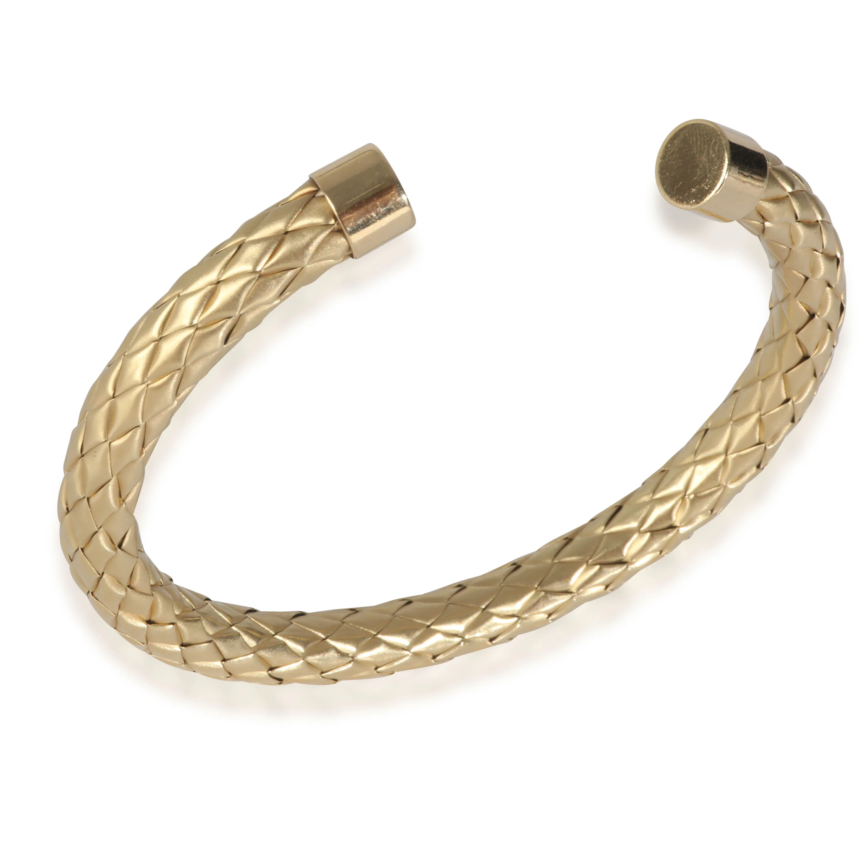 Yellow Gold Satin Finish Woven Cuff Bracelet - Image 3