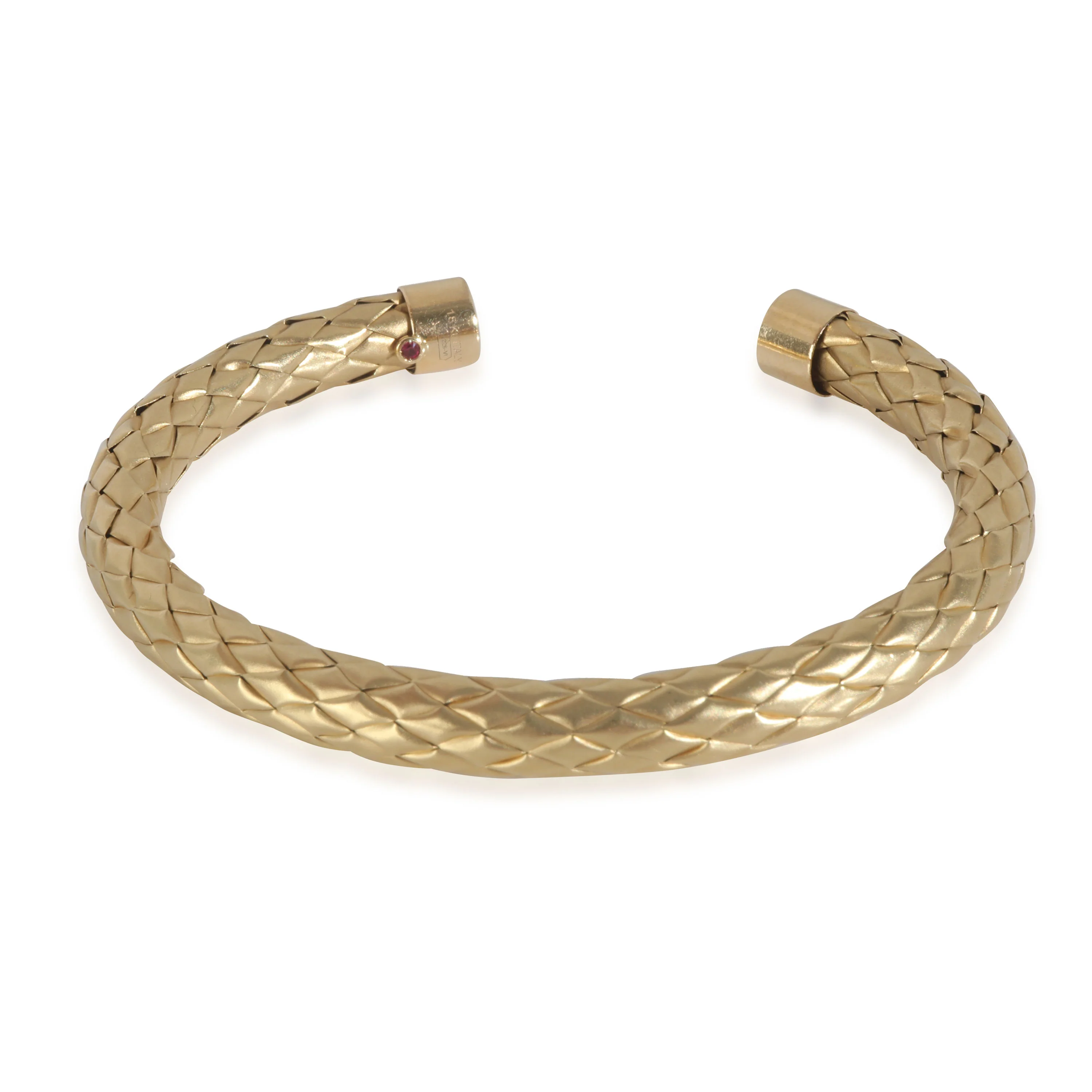 Yellow Gold Satin Finish Woven Cuff Bracelet - Image 4