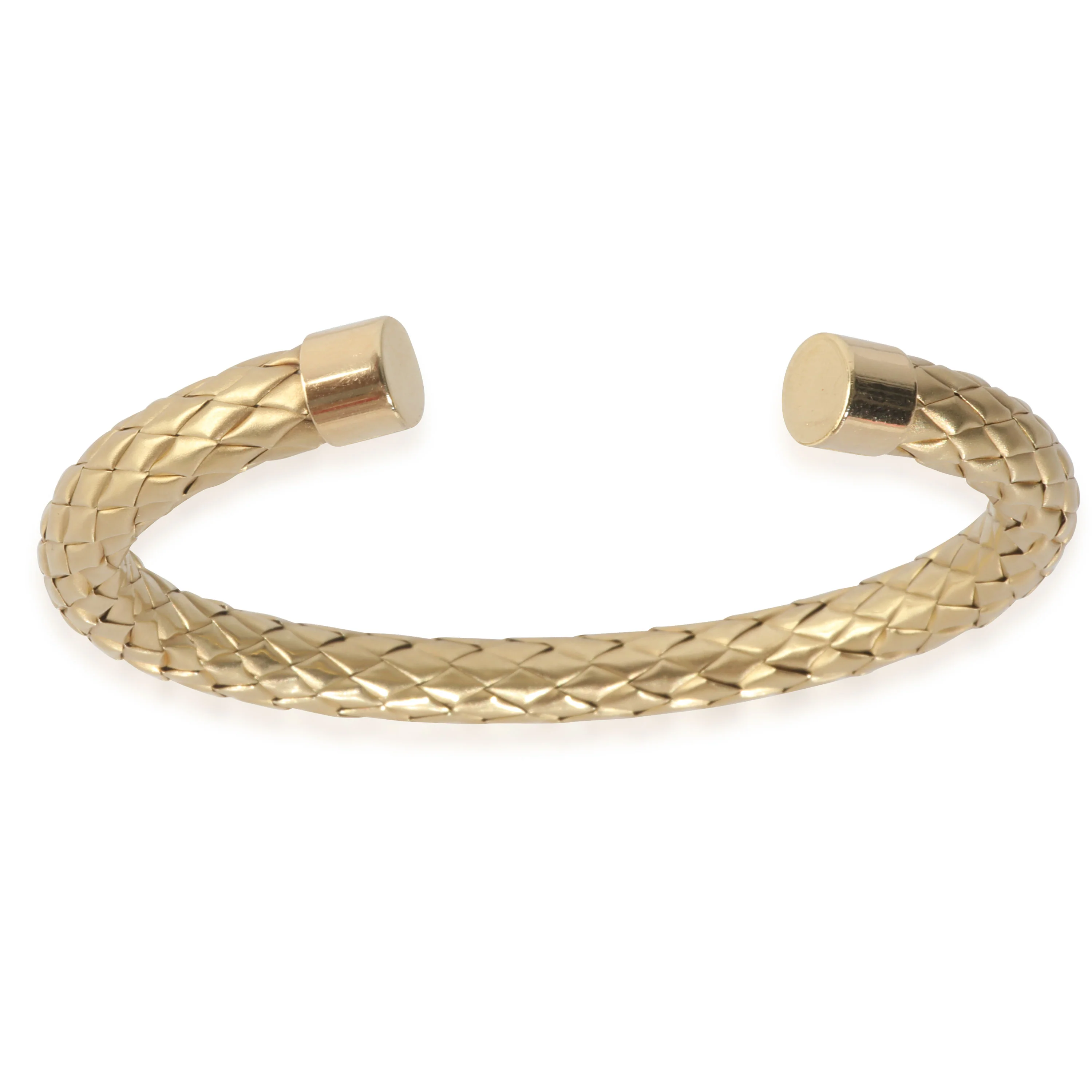 Yellow Gold Satin Finish Woven Cuff Bracelet - Image 5