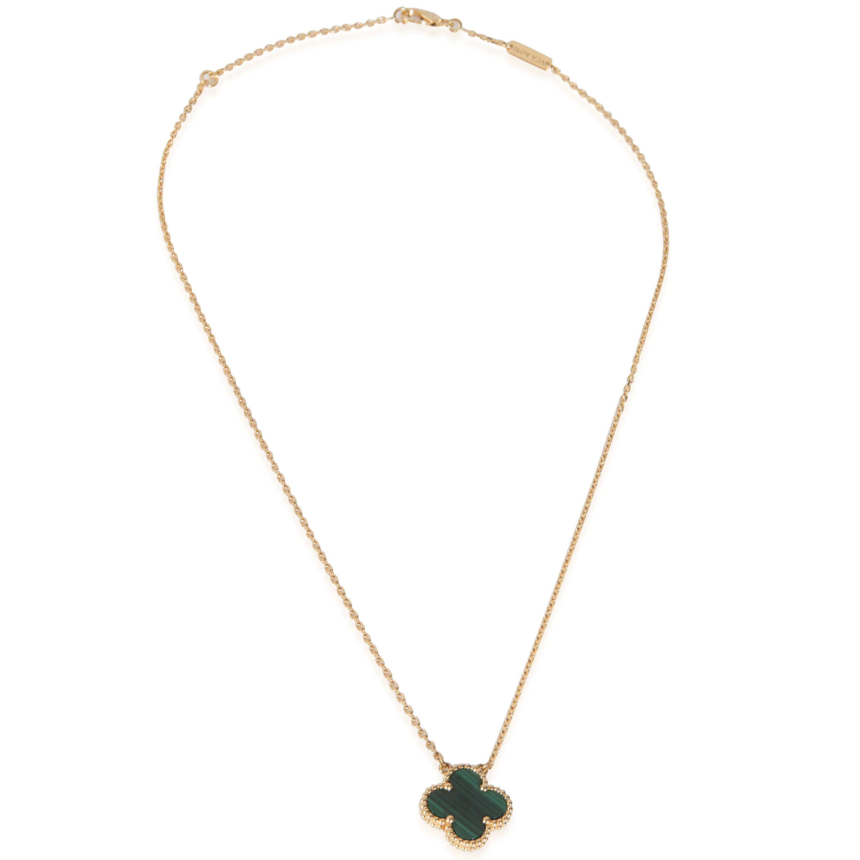 Yellow Gold Malachite Vintage Alhambra Pendant - Image 2