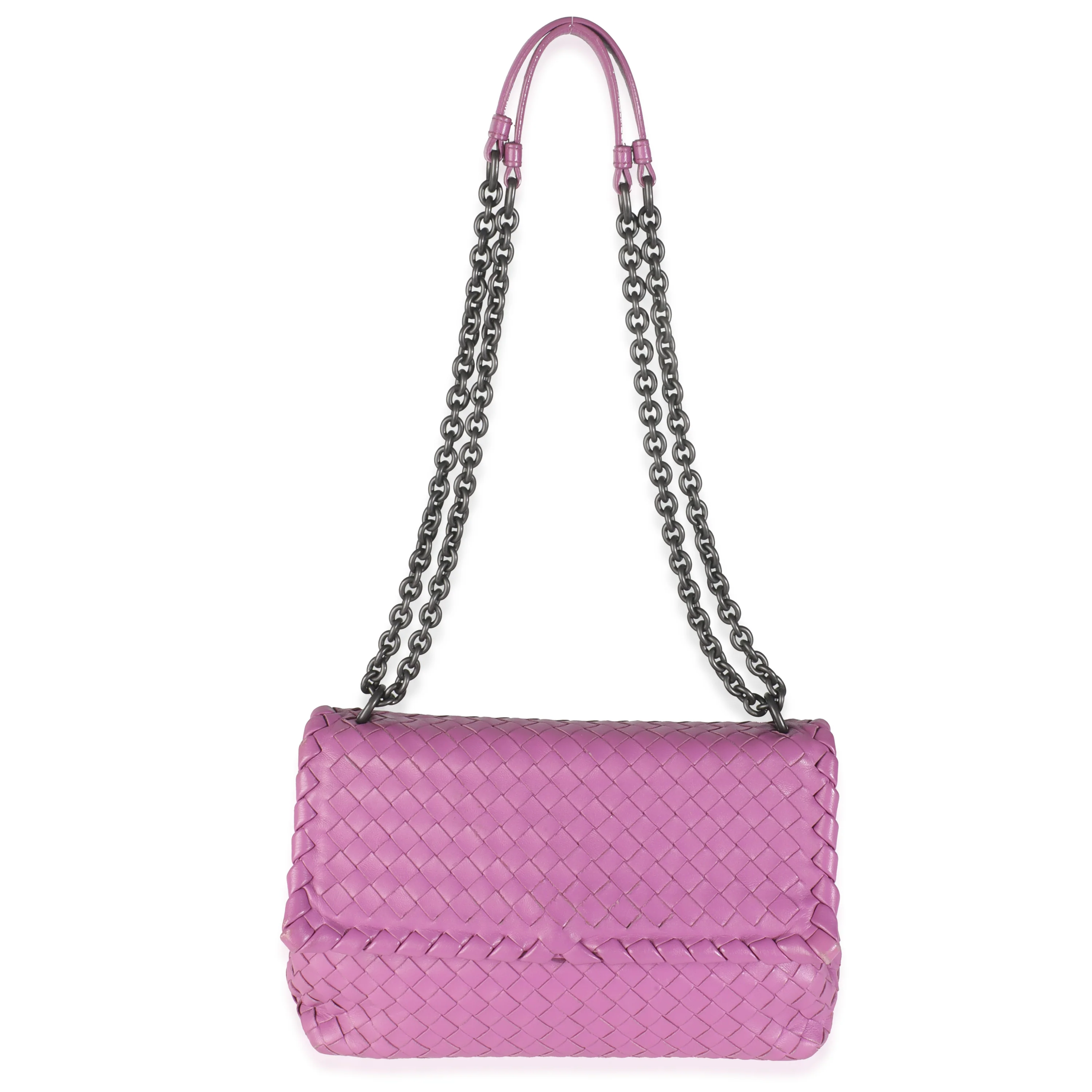 Purple Nappa Intrecciato Lambskin Small Olimpia Chain Bag