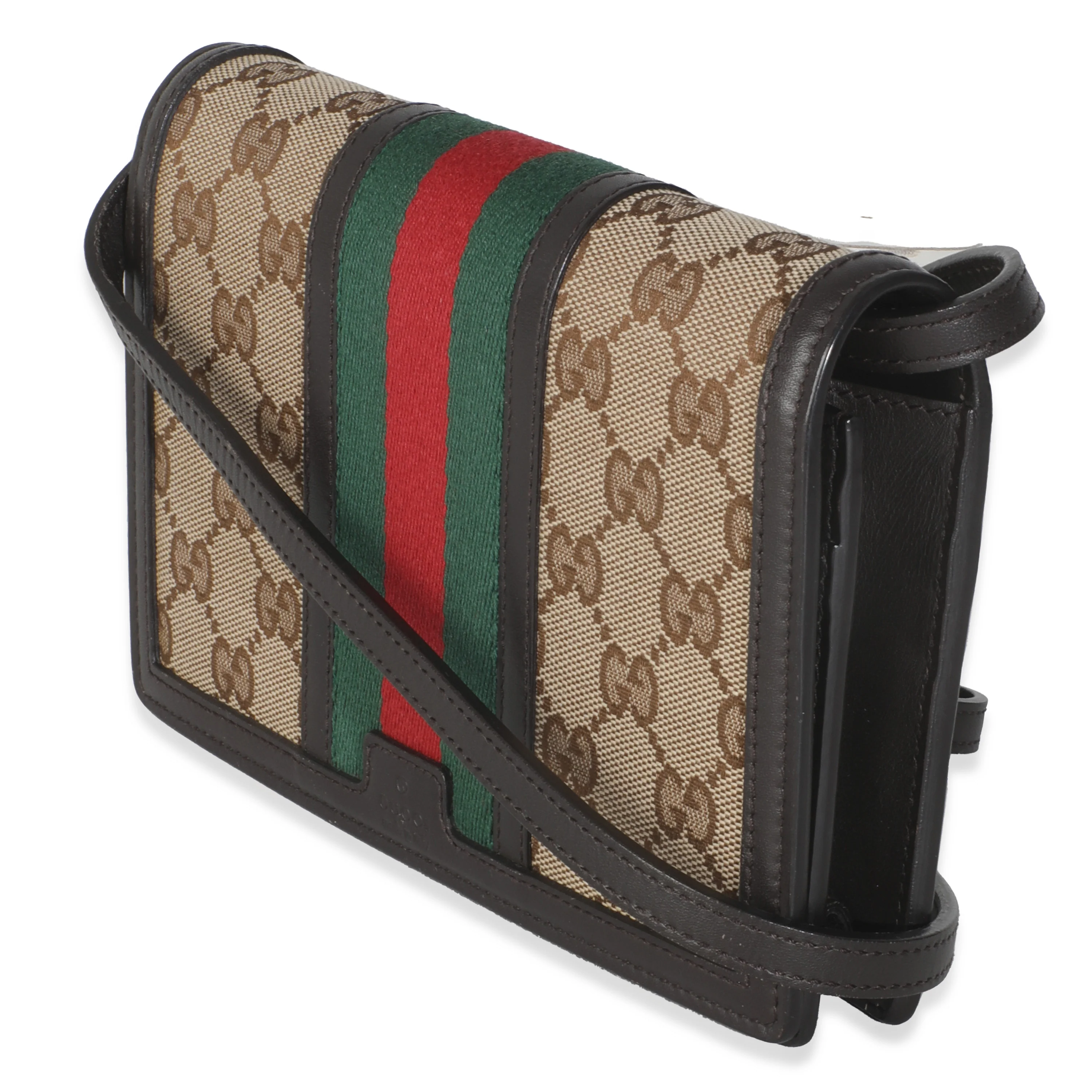 Beige GG Canvas Web Wallet On Strap - Image 2