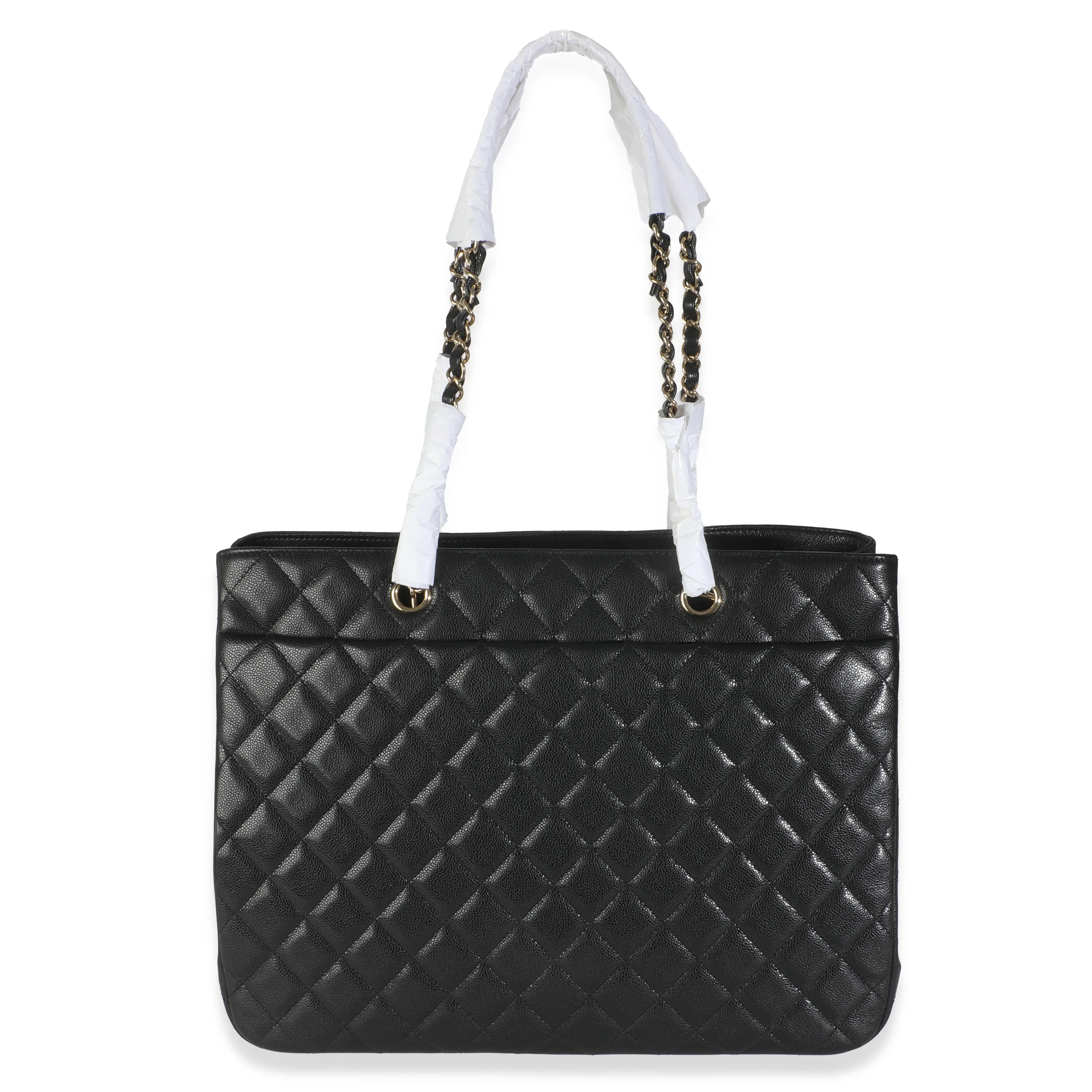 24A Black Quilted Caviar Large Classic Shopping Tote Bag - Image 3