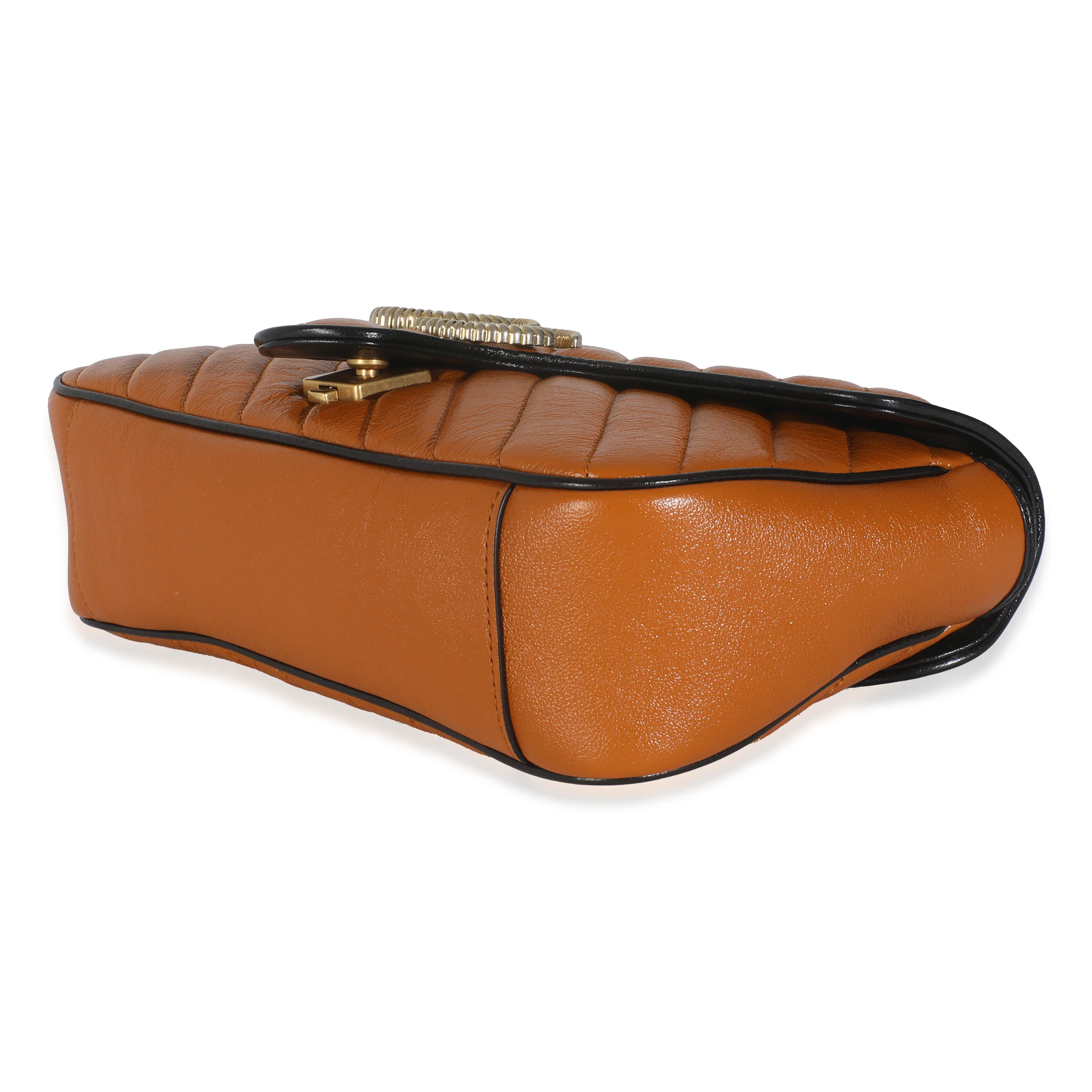 Cognac Calfskin Matelasse Diagonal Small Torchon GG Marmont Shoulder Bag - Image 5