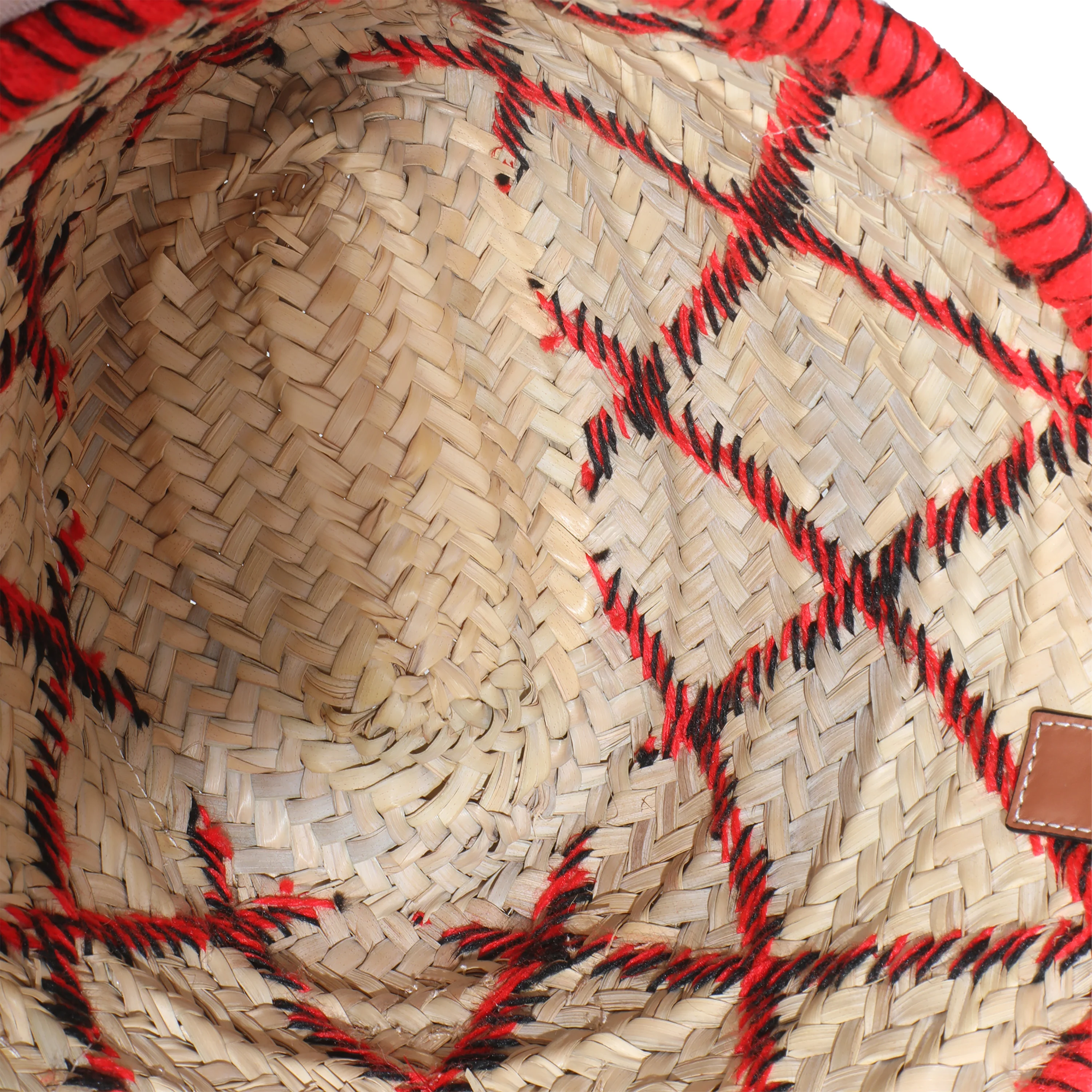 Beige Raffia Red Embroidered Small Anagram Basket - Image 7