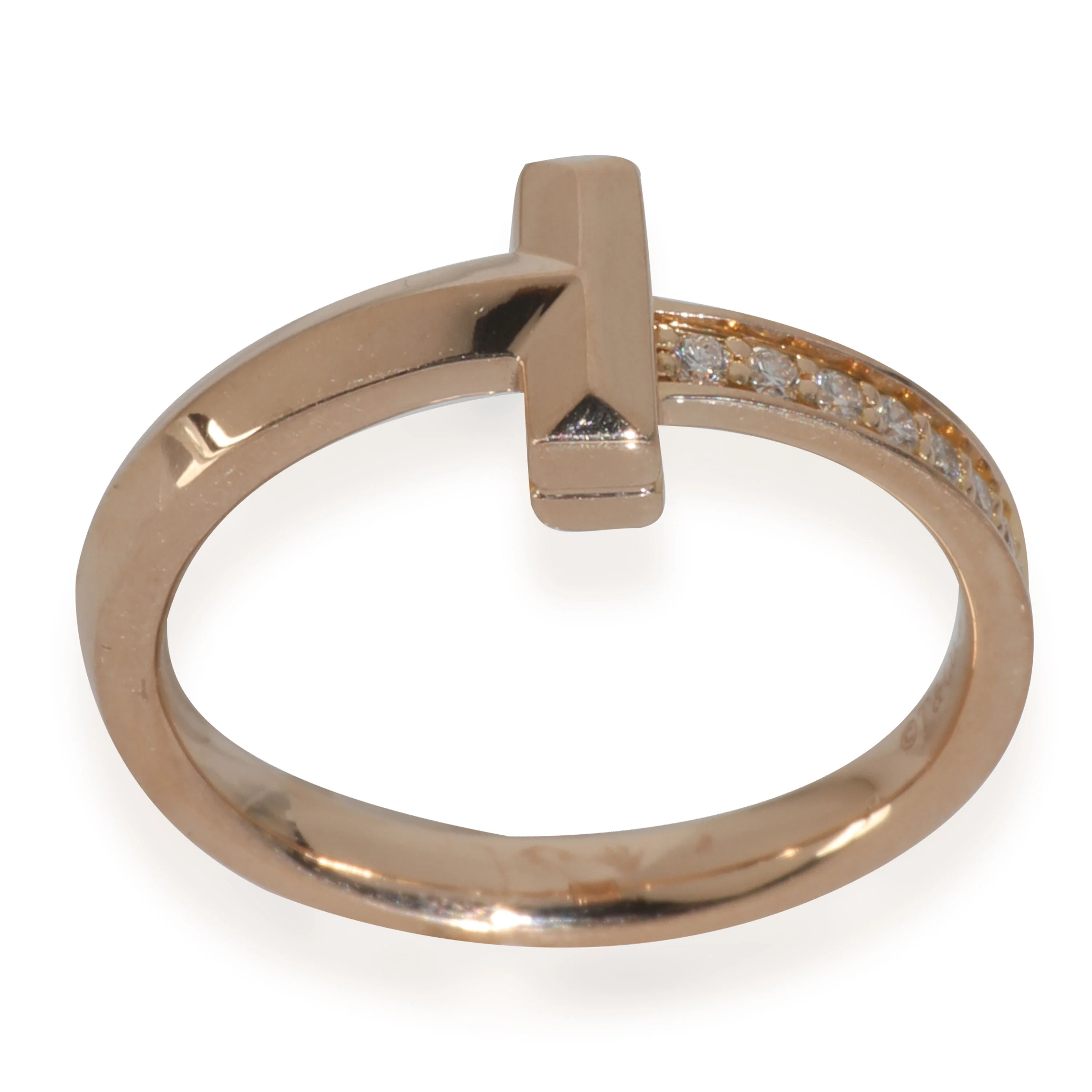 Rose Gold Diamond Tiffany T T1 Ring - Image 3