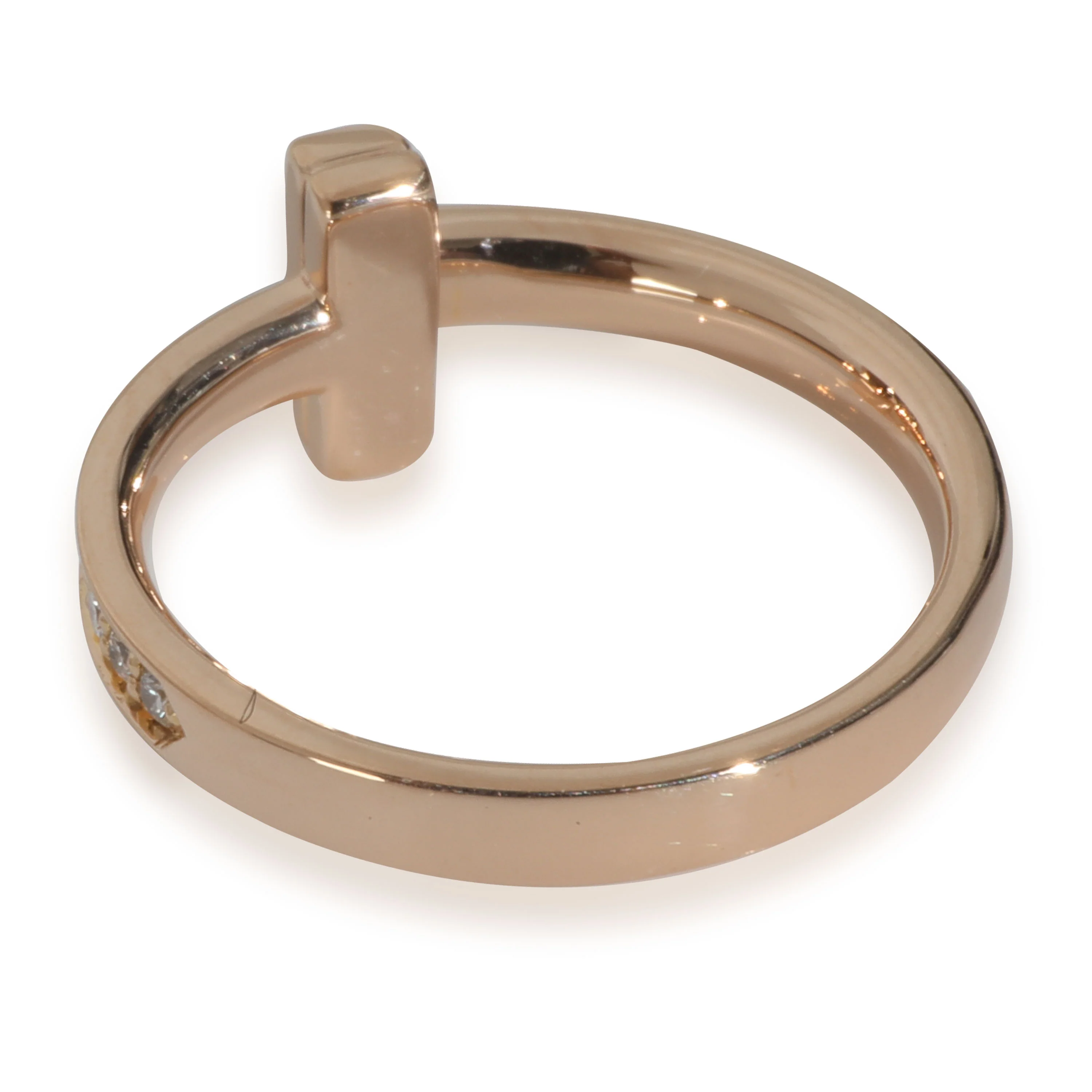 Rose Gold Diamond Tiffany T T1 Ring - Image 4