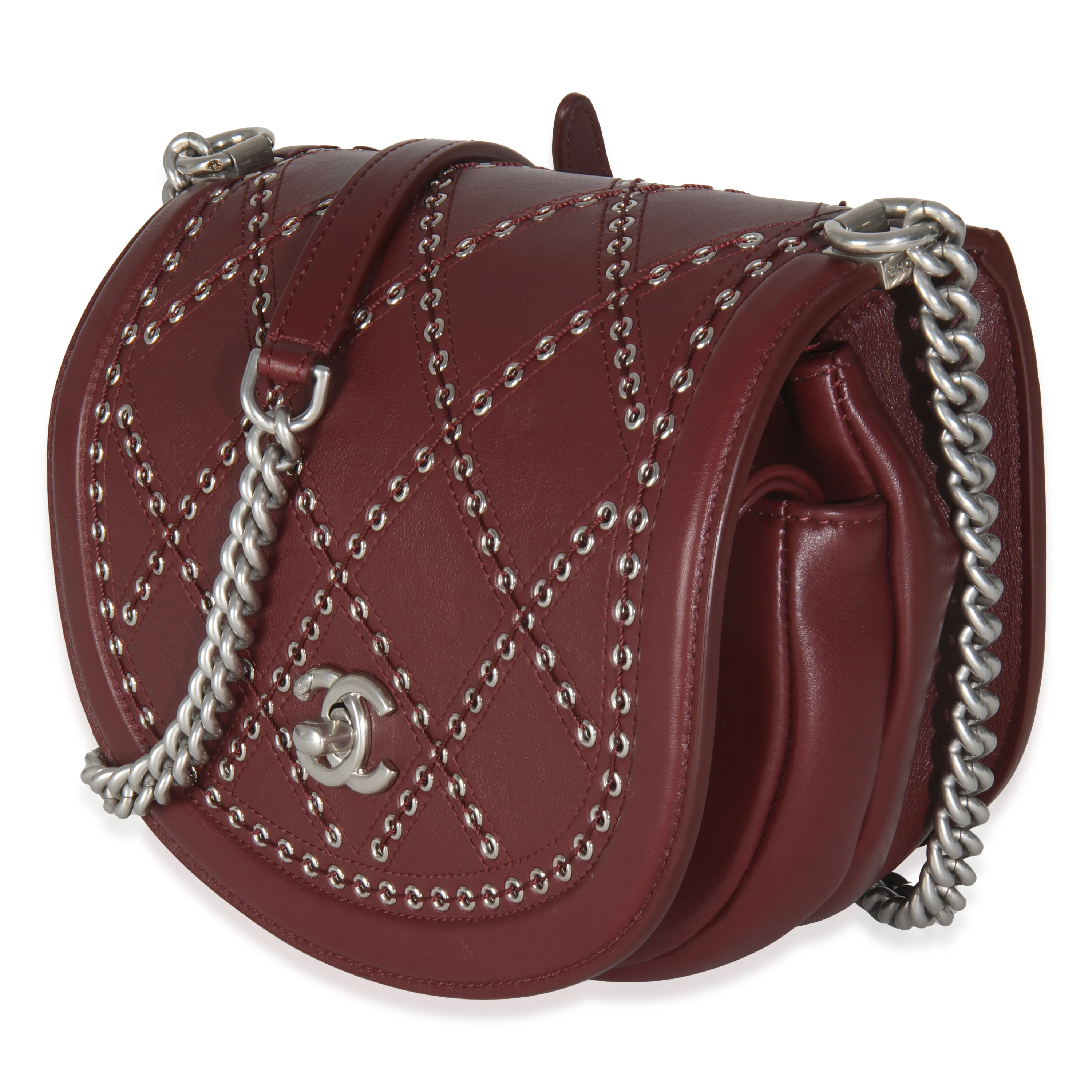 Burgundy Calfskin Small Coco Eyelets Flap Bag - Image 2
