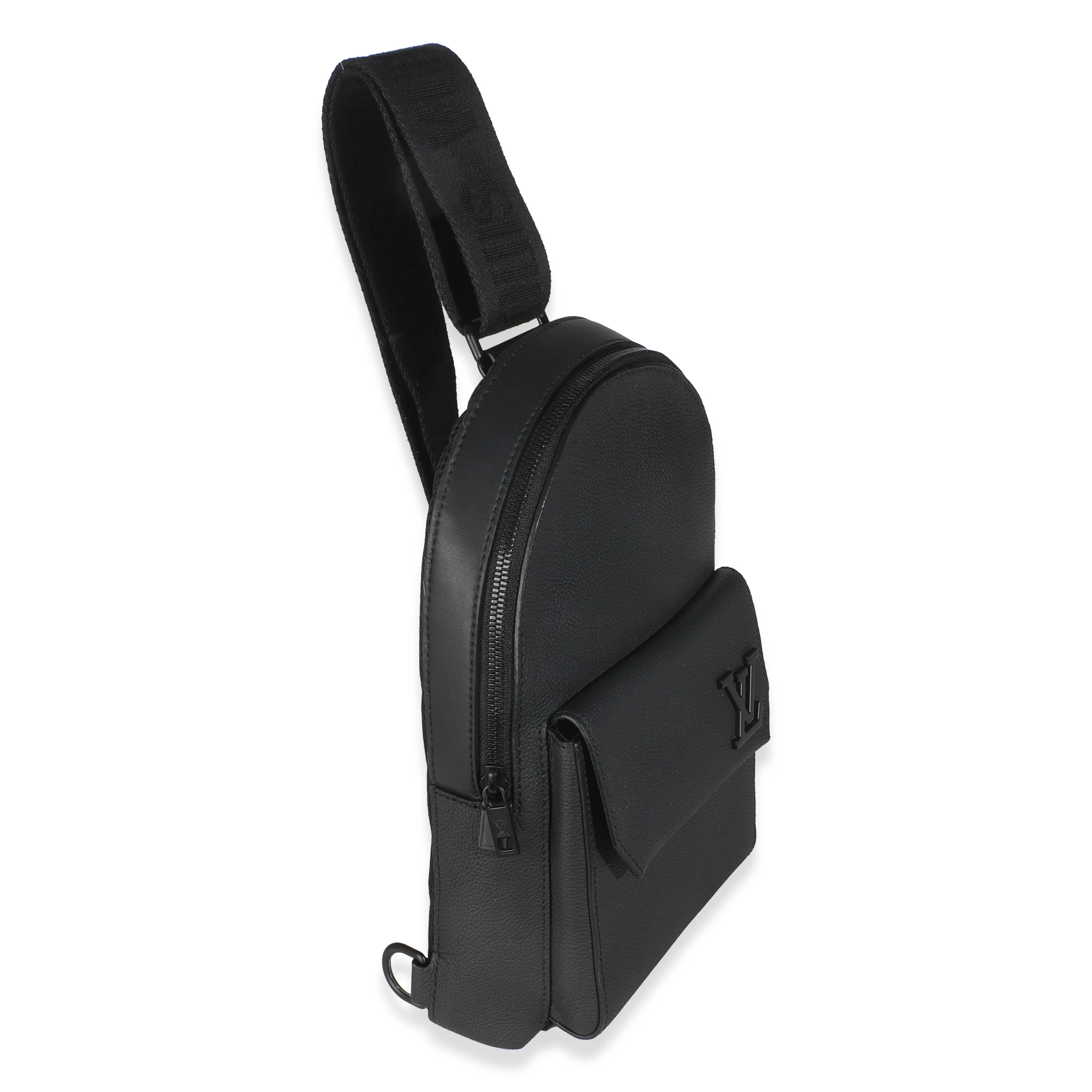 Black Grained Cowhide Aerogram Pilot Slingbag - Image 3
