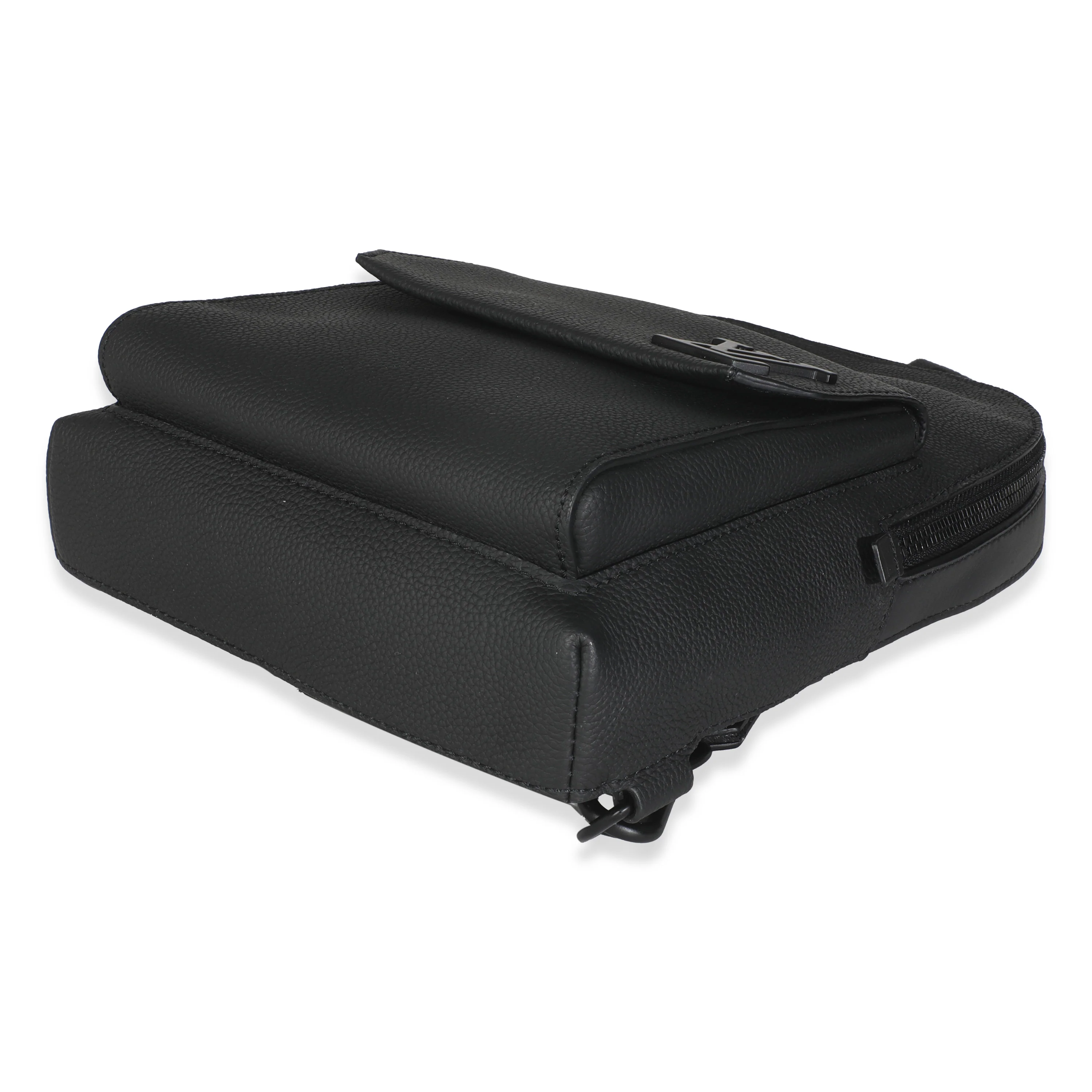Black Grained Cowhide Aerogram Pilot Slingbag - Image 7