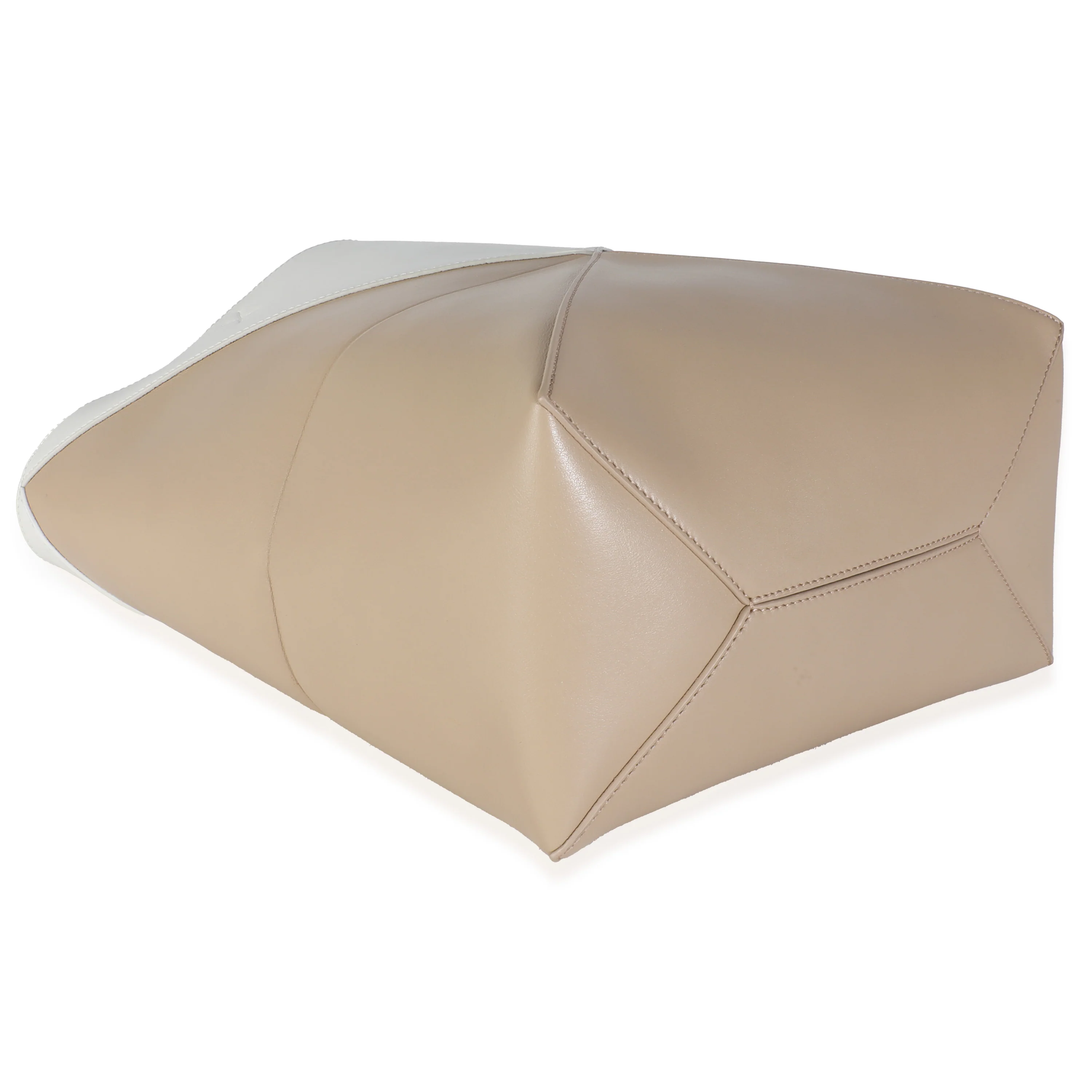 Soft White Paper Craft Shiny Calfskin Medium Puzzle Fold Tote - Image 5