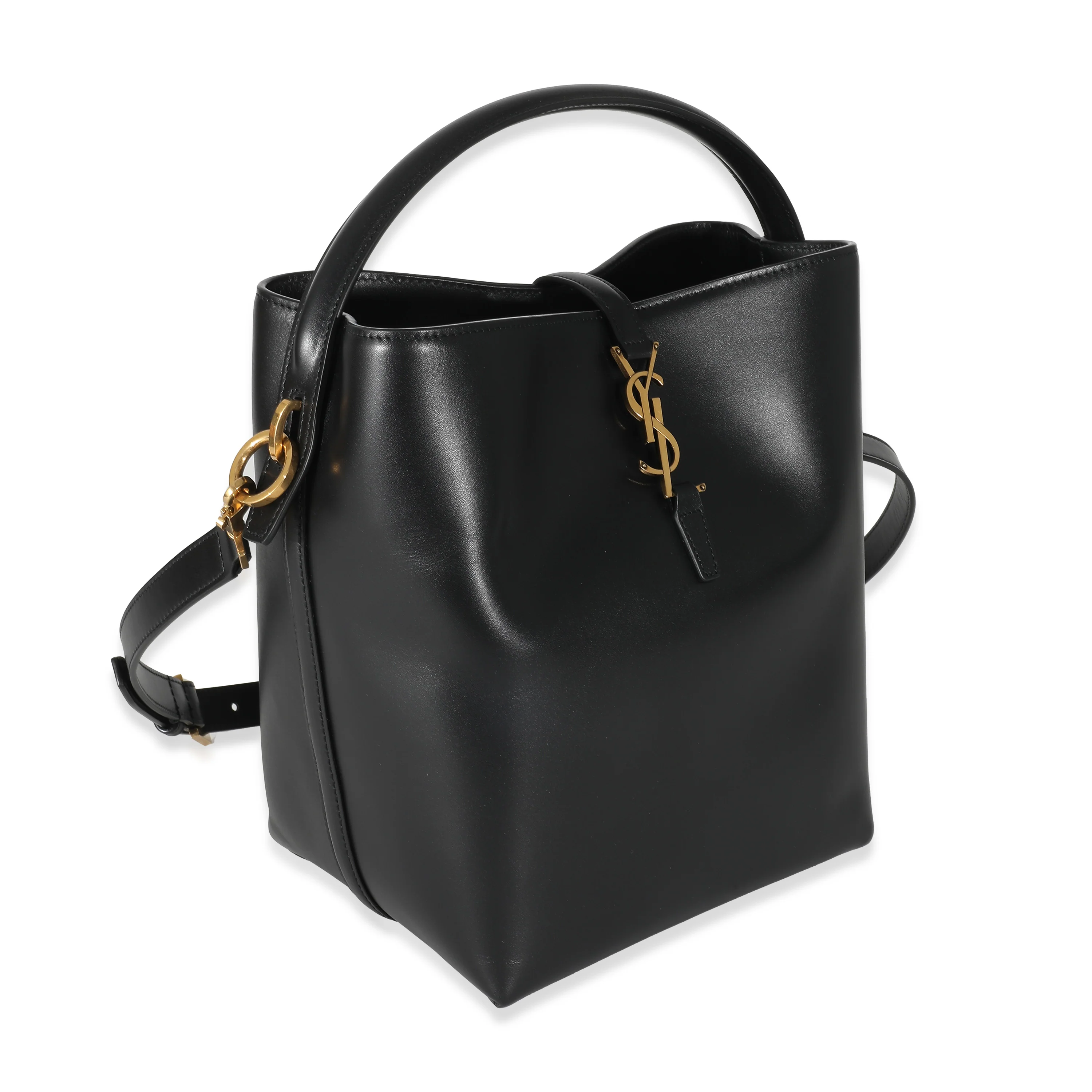 Black Shiny Calfskin Le 37 Bucket Bag - Image 3