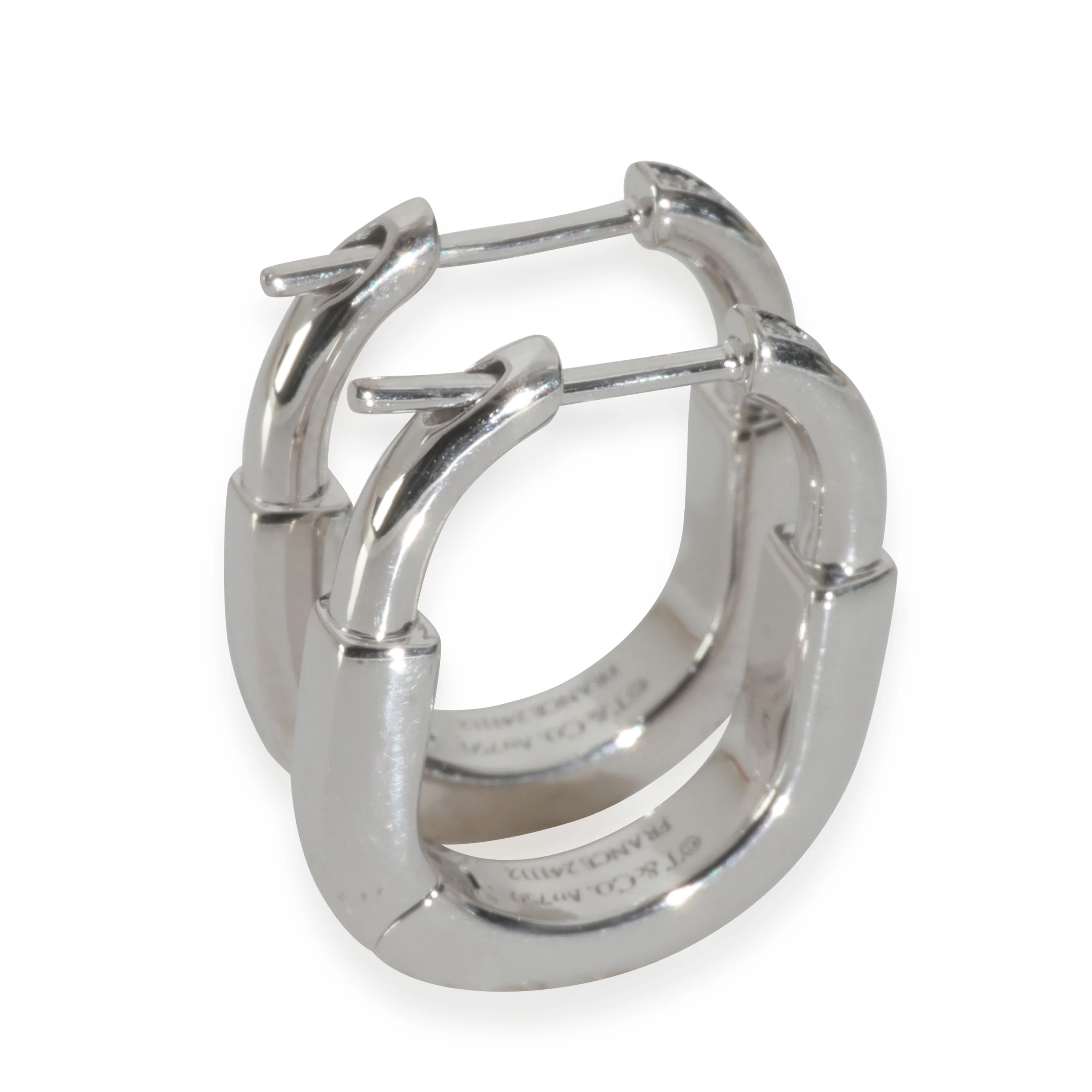 White Gold Diamond Small Lock Earrings - Image 2