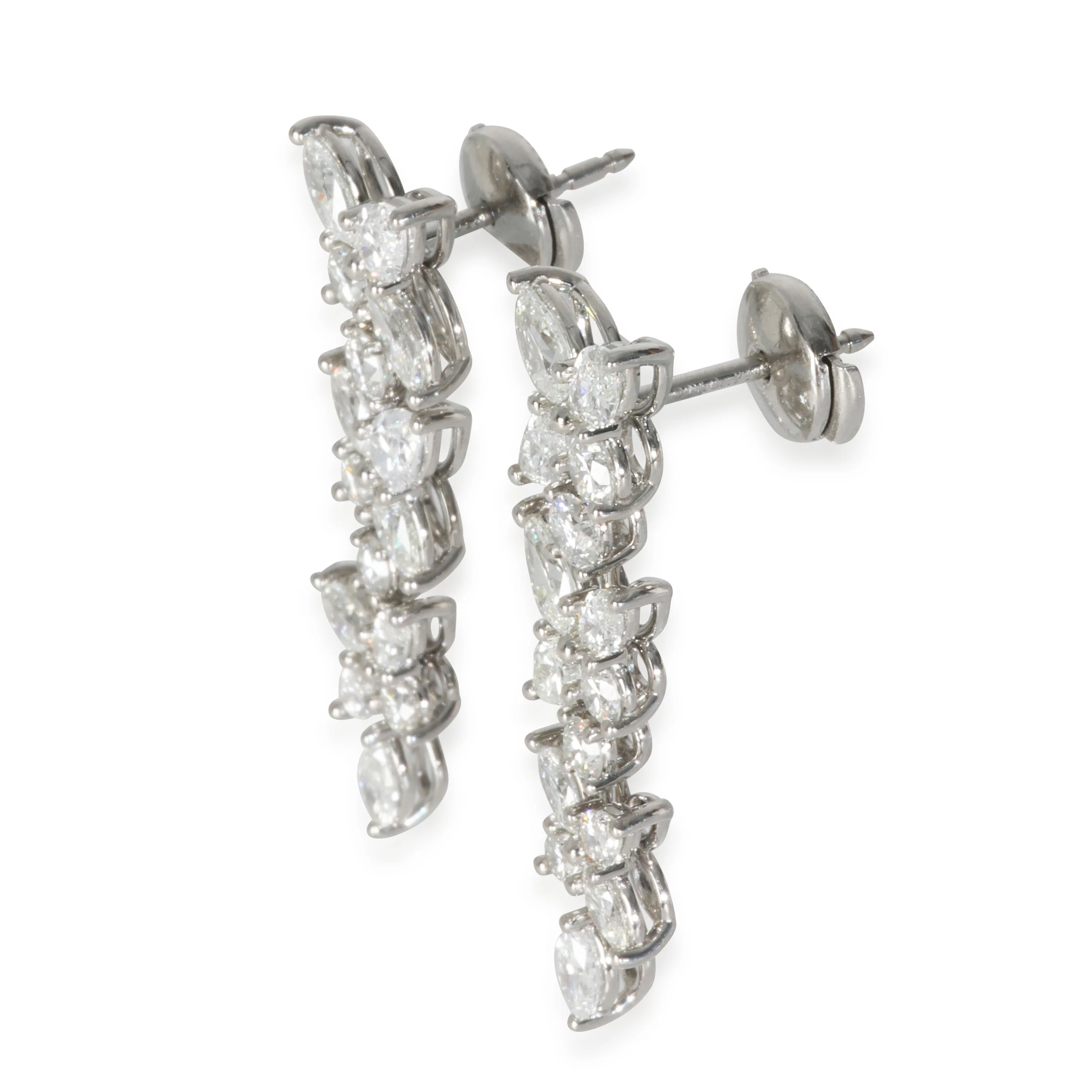 Platinum Diamond Victoria Mixed Cluster Drop Earrings - Image 2