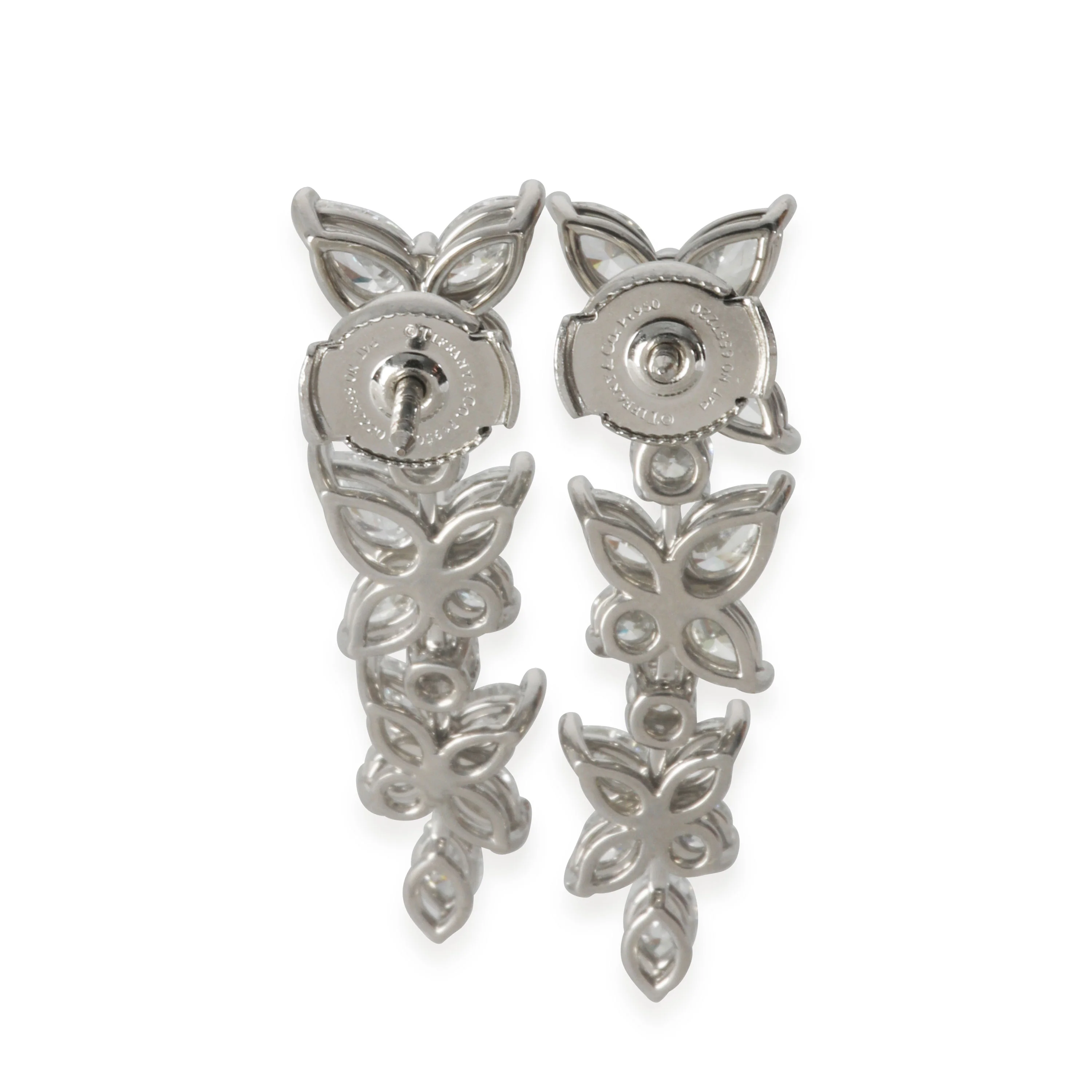 Platinum Diamond Victoria Mixed Cluster Drop Earrings - Image 3