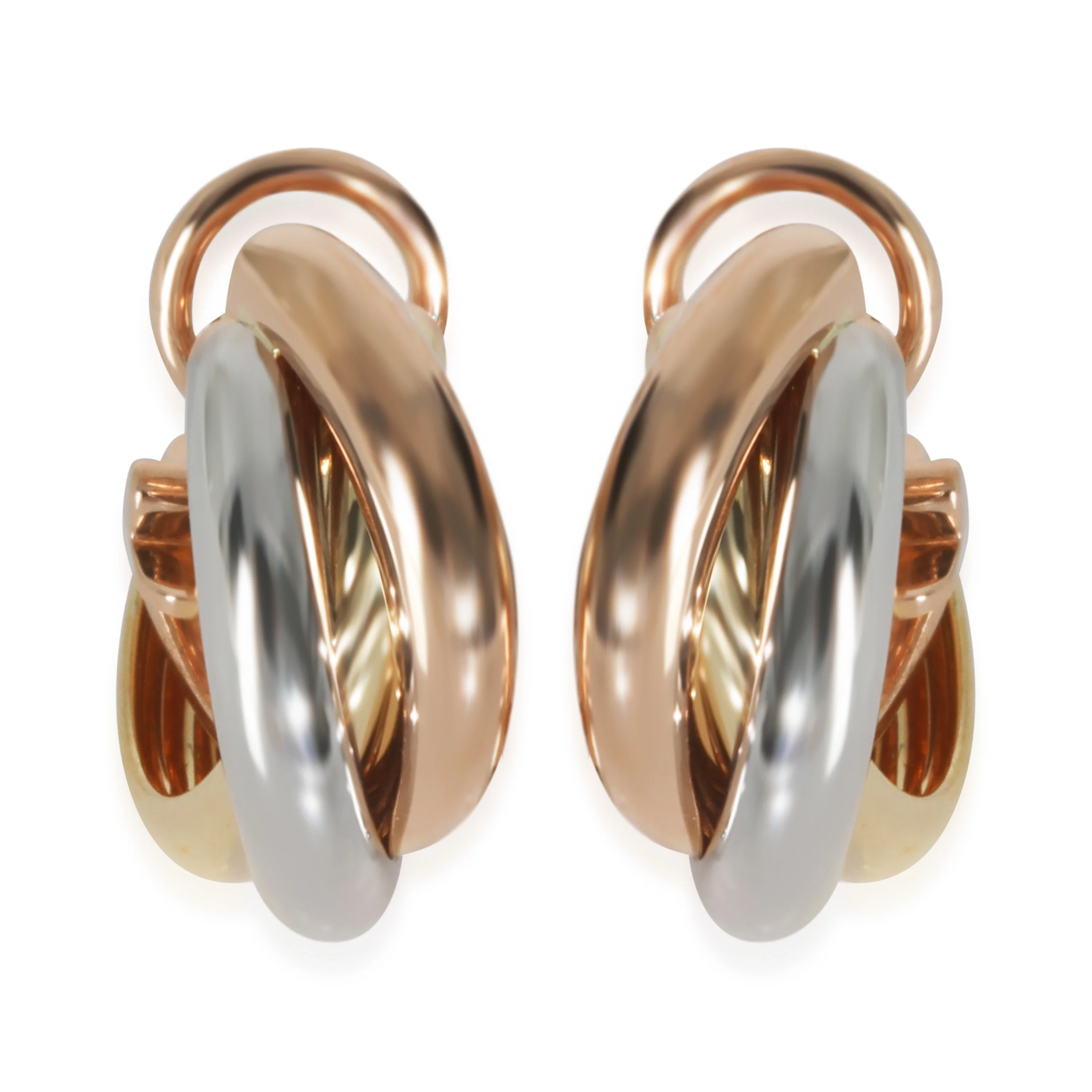 3-Tone Gold Trinity Hoop Earrings