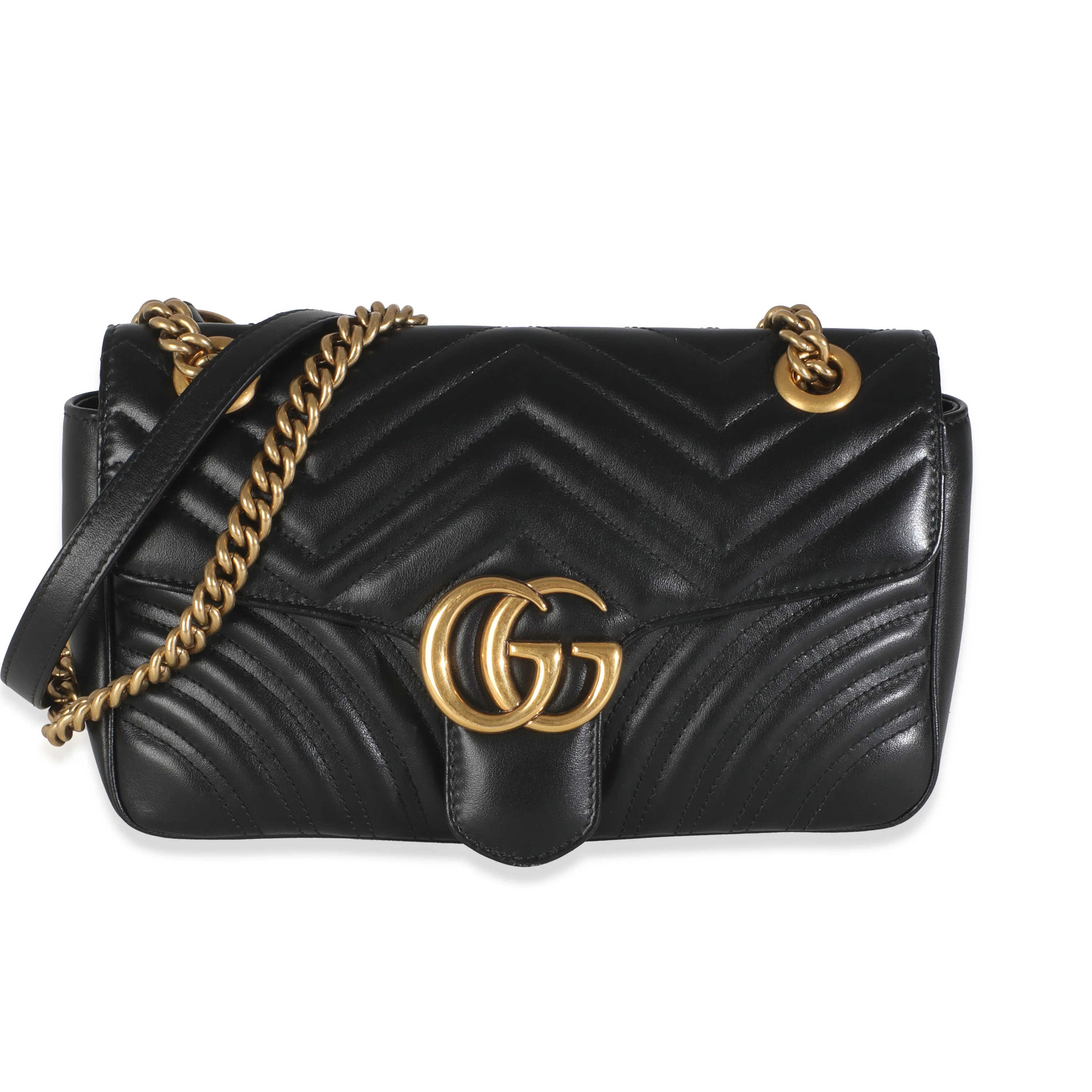 Black Matelasse Calfskin Small GG Marmont Shoulder Bag