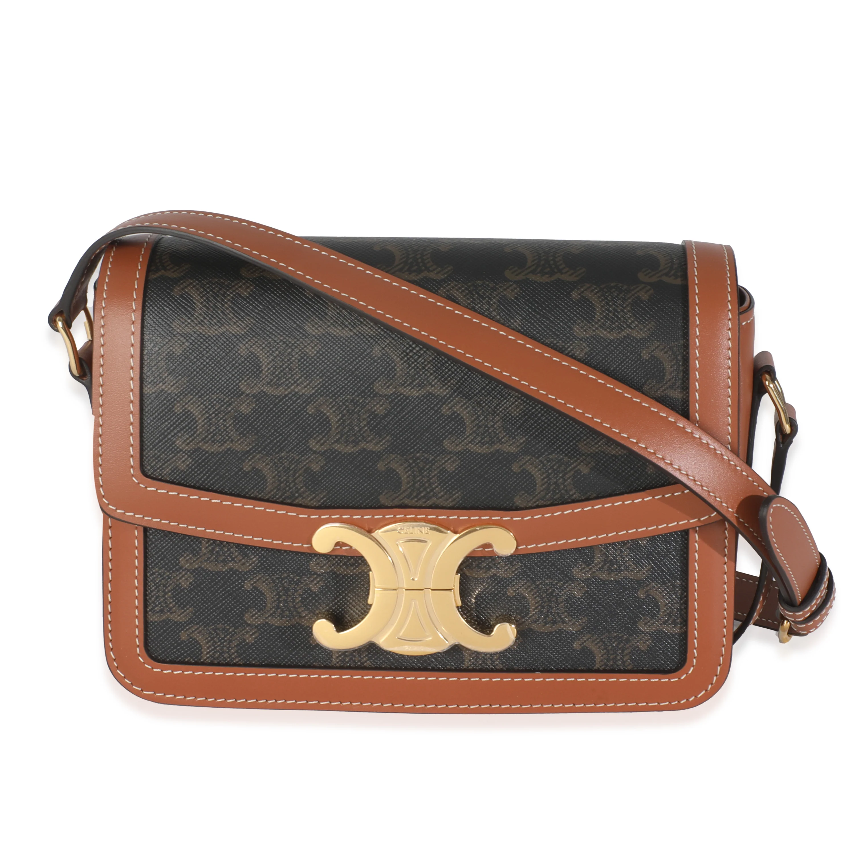 Tan Calfskin Triomphe Canvas Teen Triomphe