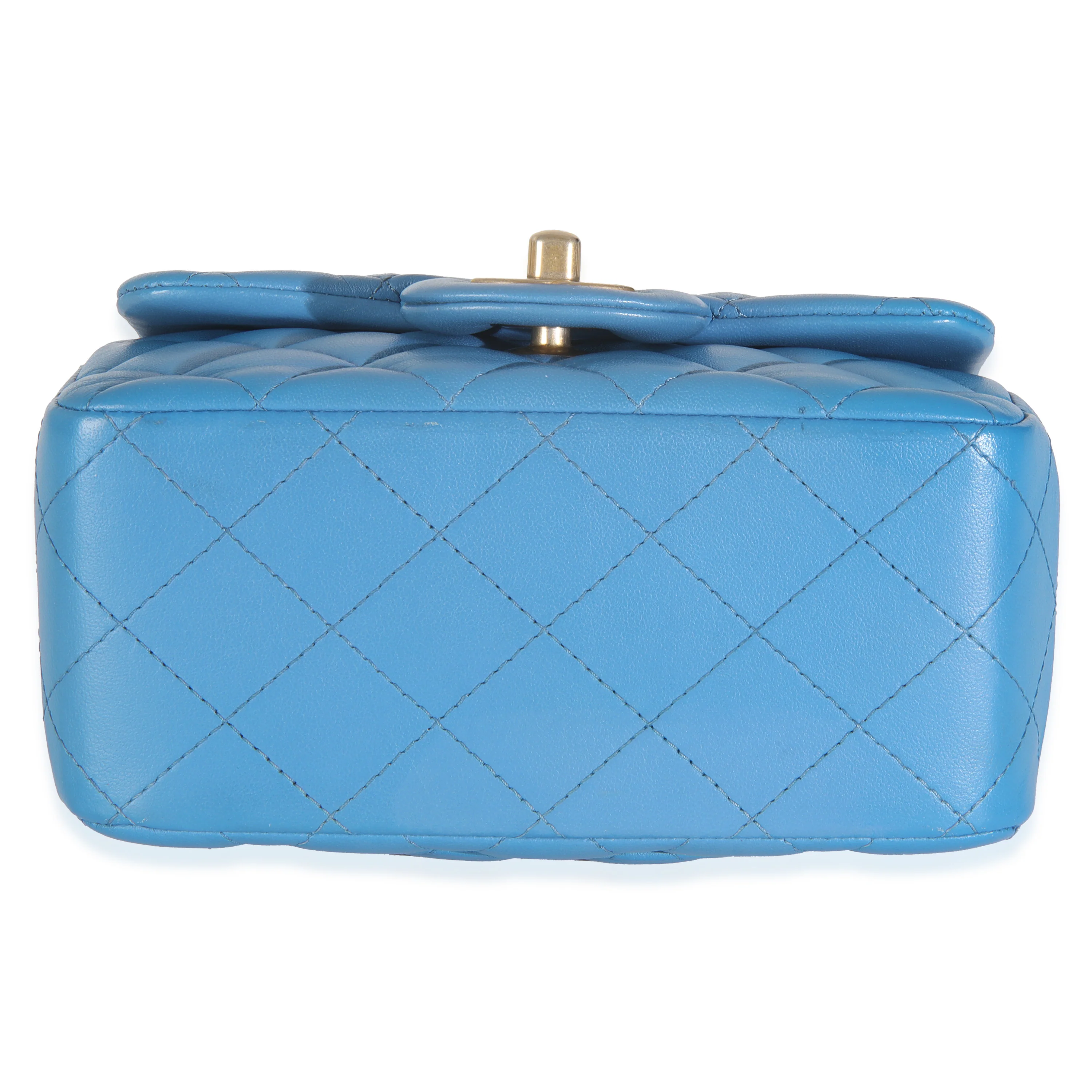 Blue Quilted Lambskin Mini Square Flap Bag - Image 4