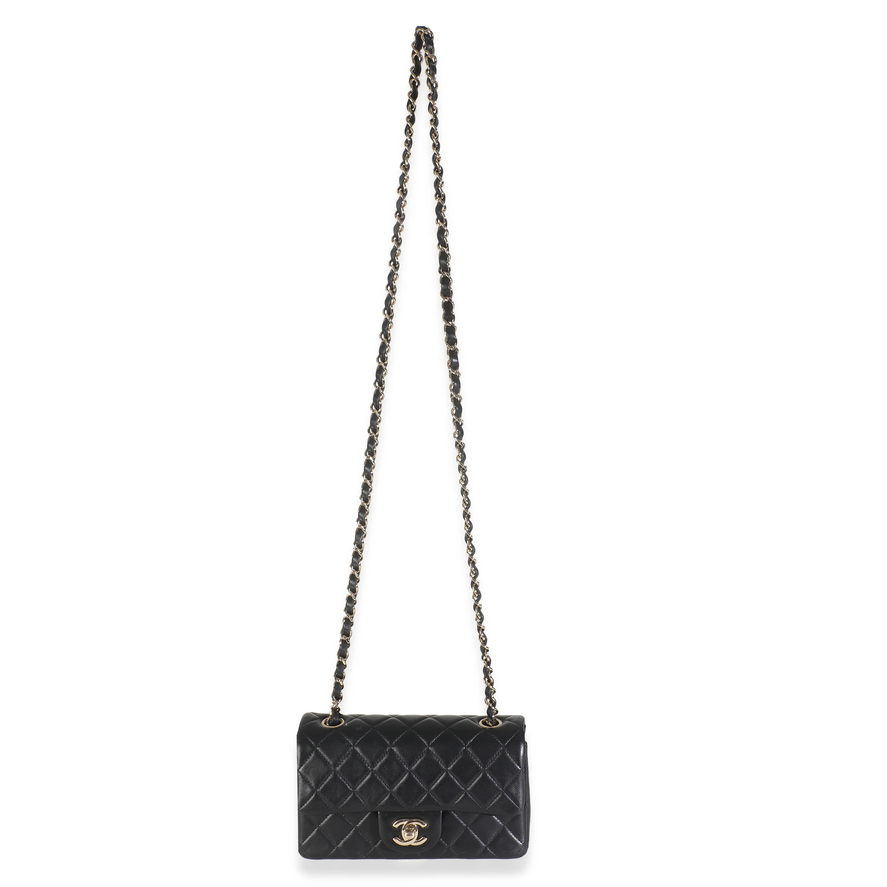 Black Quilted Lambskin Mini Rectangular Flap Bag - Image 8