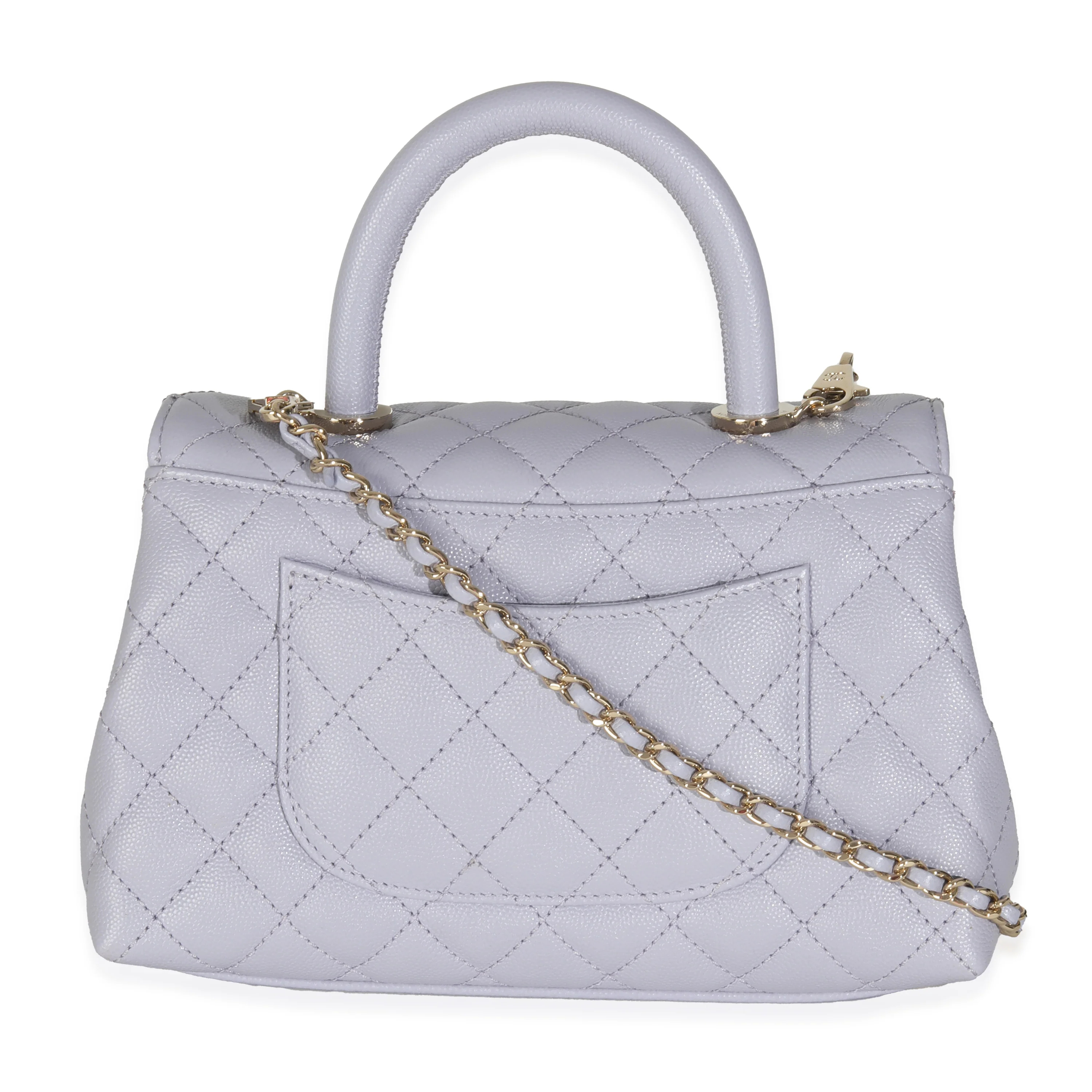 21K Purple Quilted Caviar Mini Coco Handle Flap Handbag - Image 3