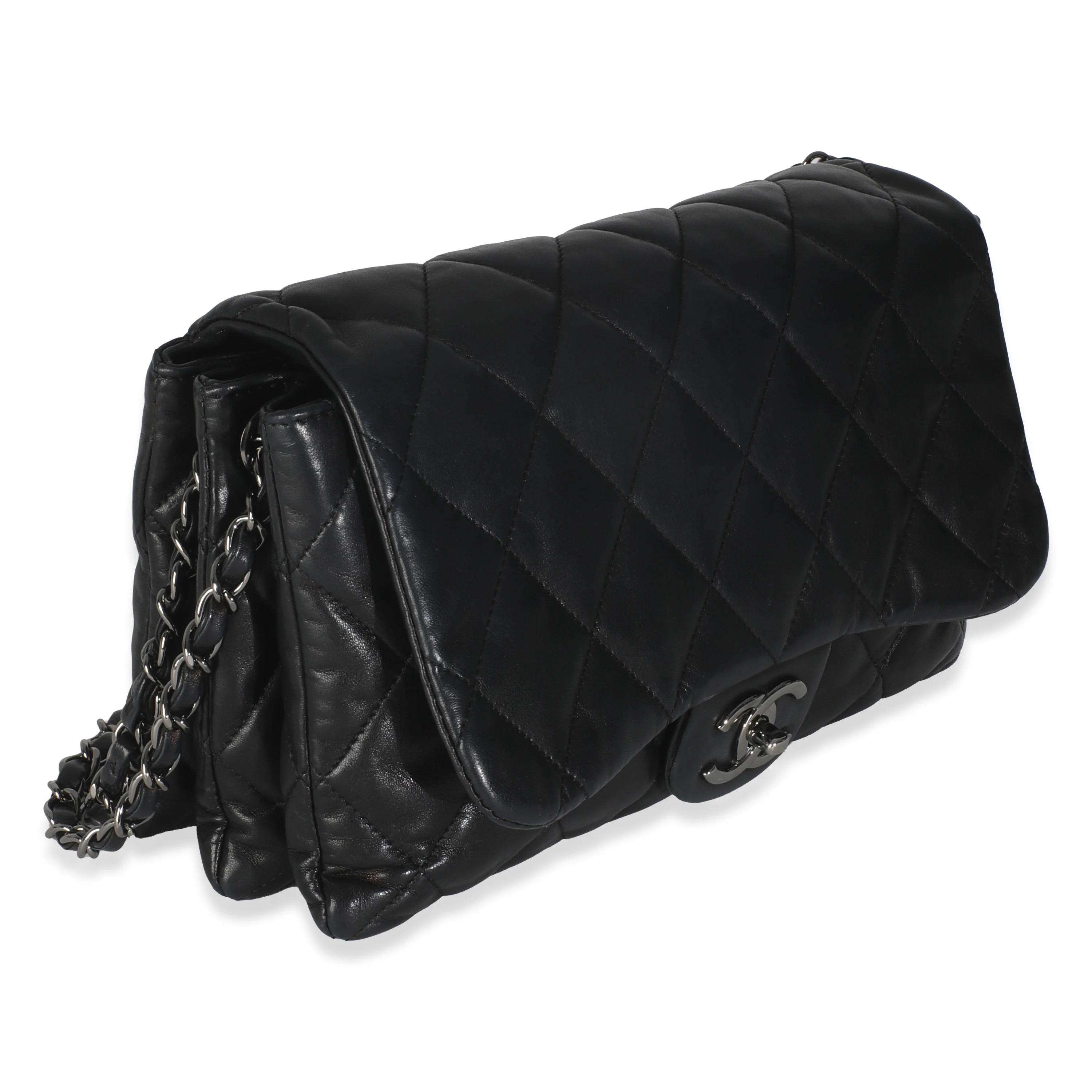 Black Quilted Lambskin Chanel 3 Accordion Flap Bag - Image 3