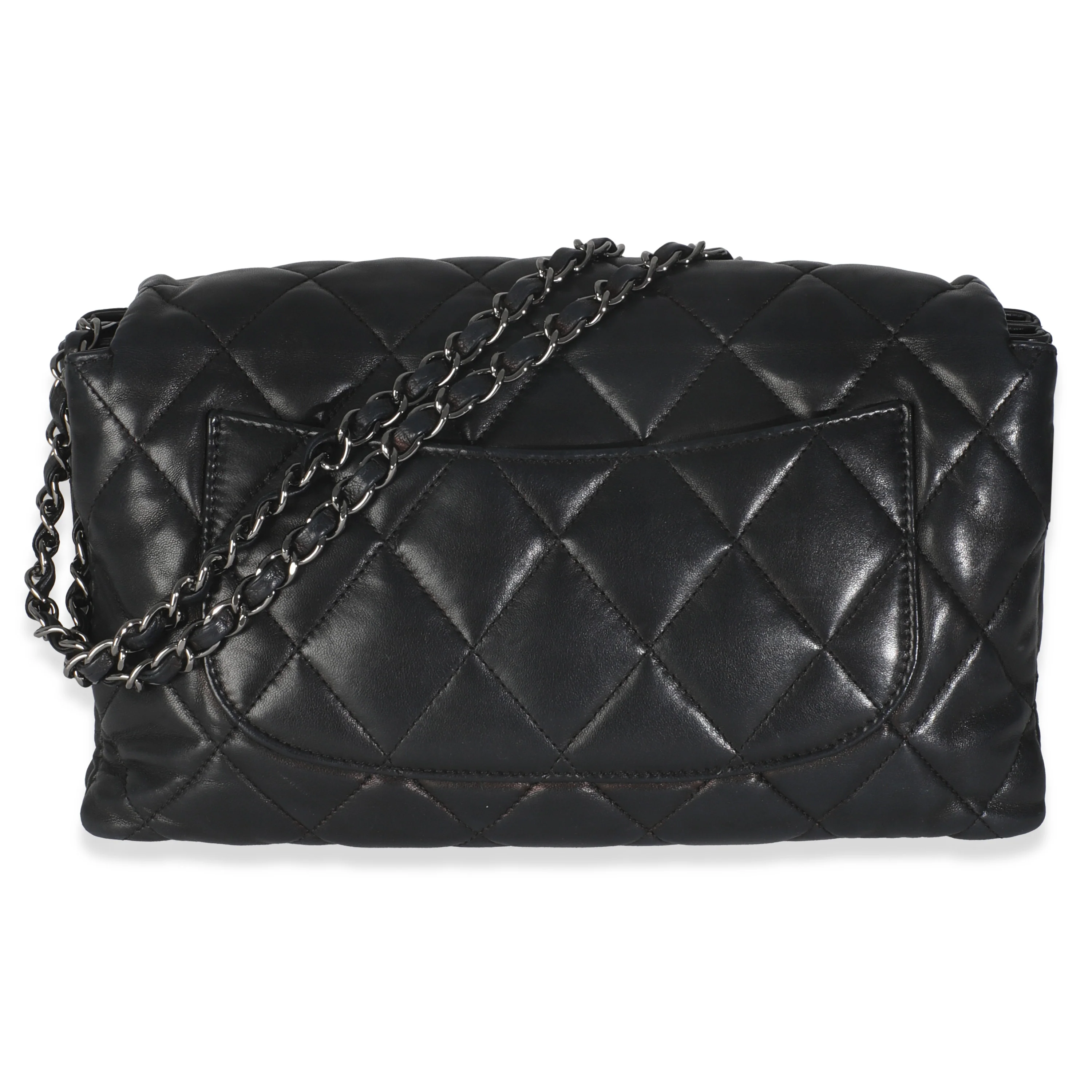 Black Quilted Lambskin Chanel 3 Accordion Flap Bag - Image 4
