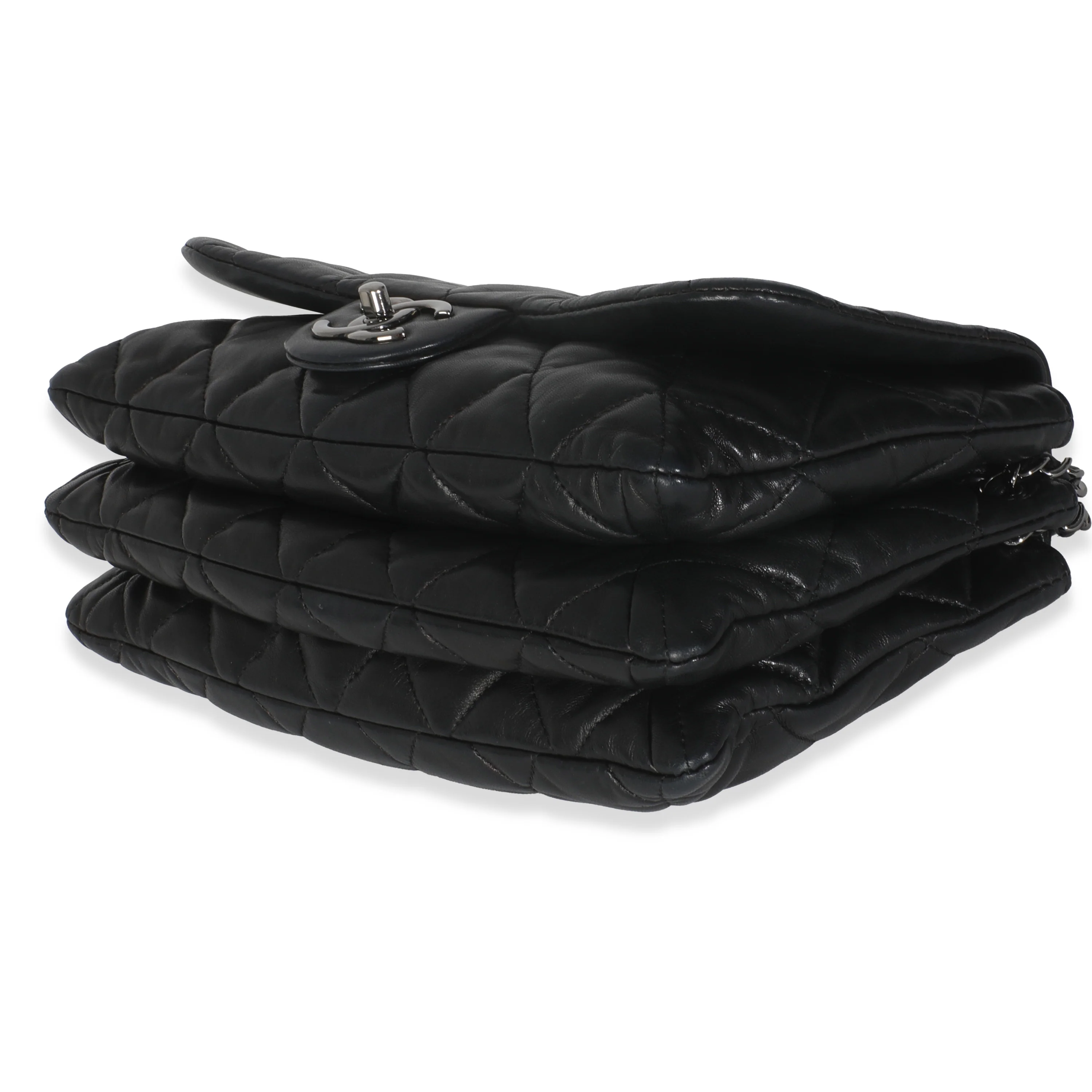 Black Quilted Lambskin Chanel 3 Accordion Flap Bag - Image 7