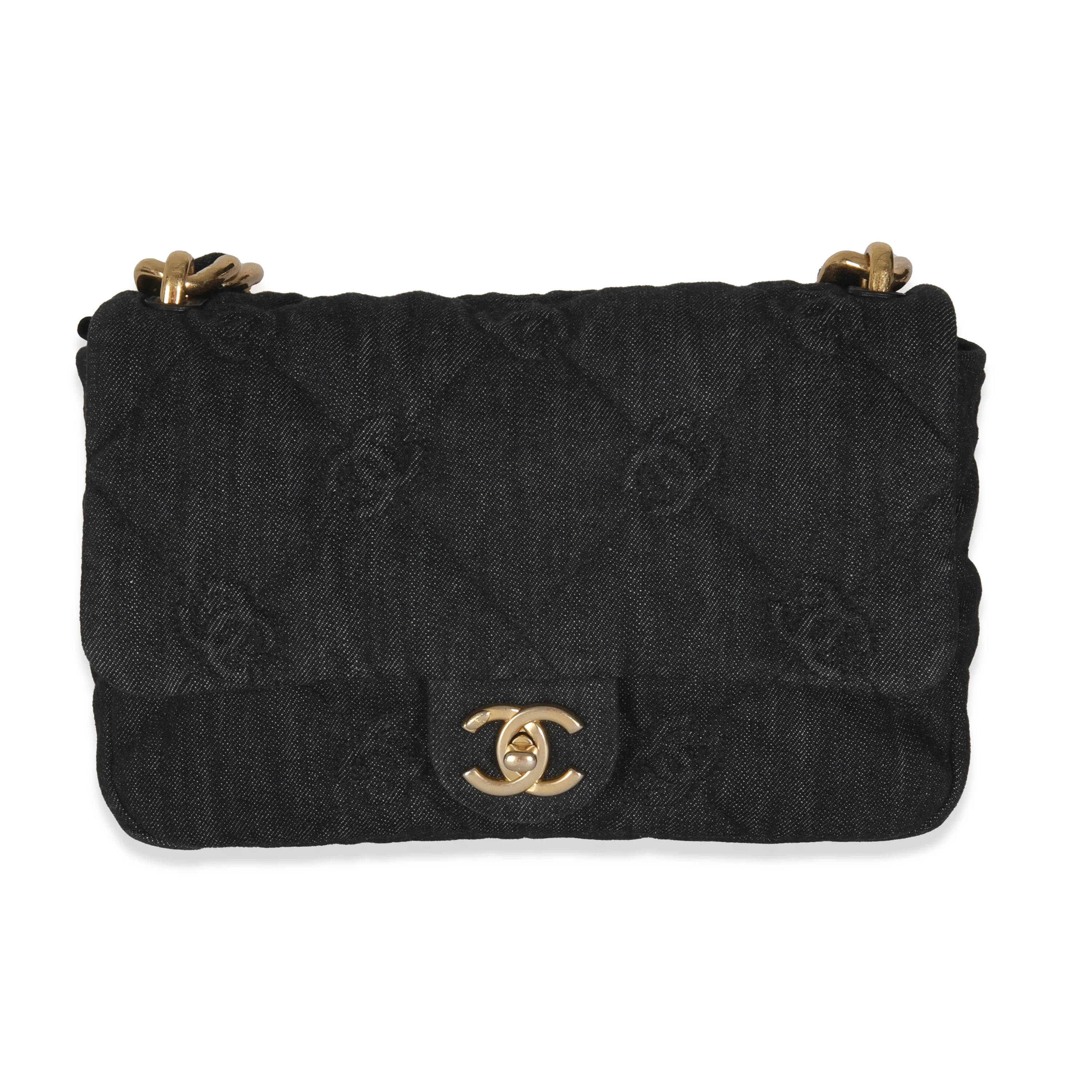 Black Quilted CC Denim Funky Town Flap Bag