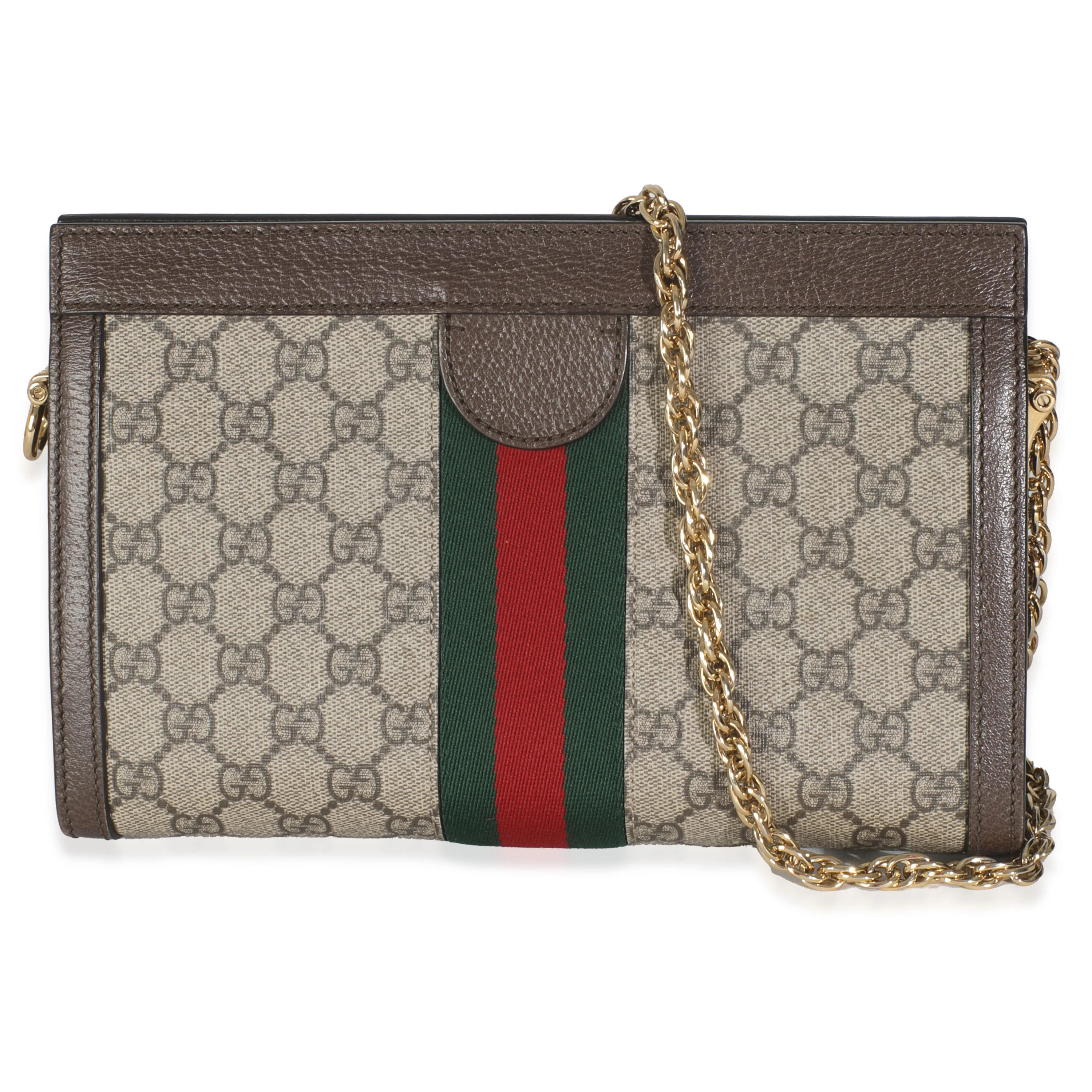 Beige GG Supreme Monogram Web Small Ophidia Chain Shoulder Bag - Image 5