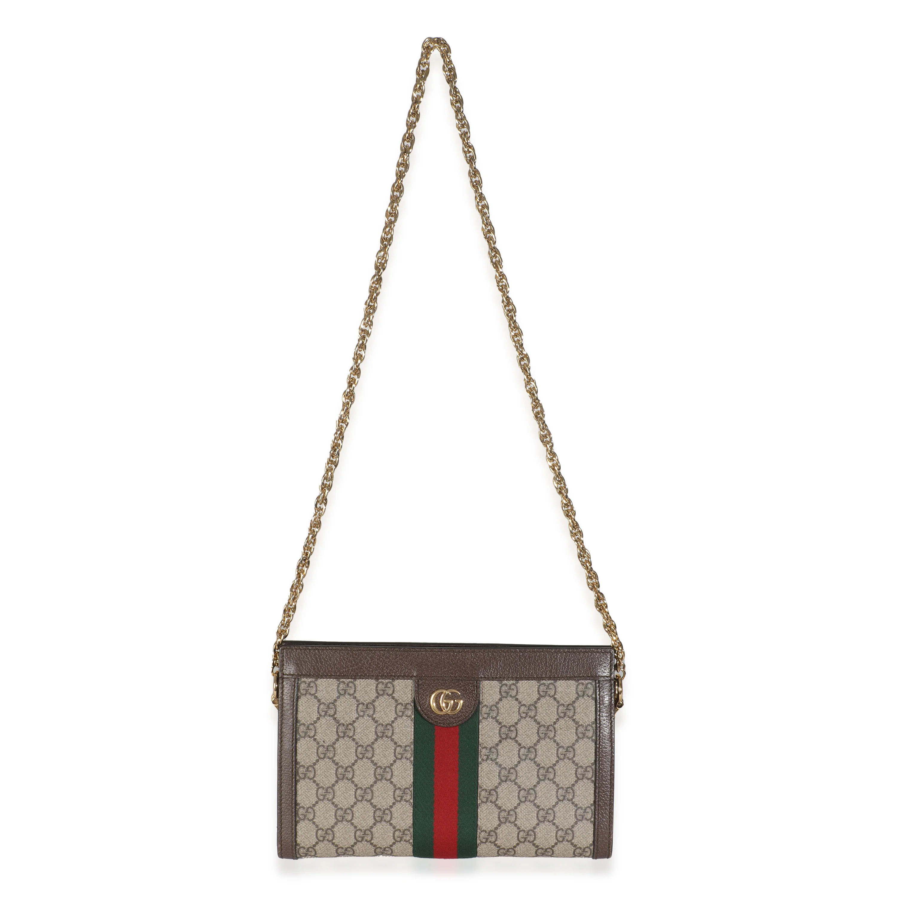 Beige GG Supreme Monogram Web Small Ophidia Chain Shoulder Bag - Image 9