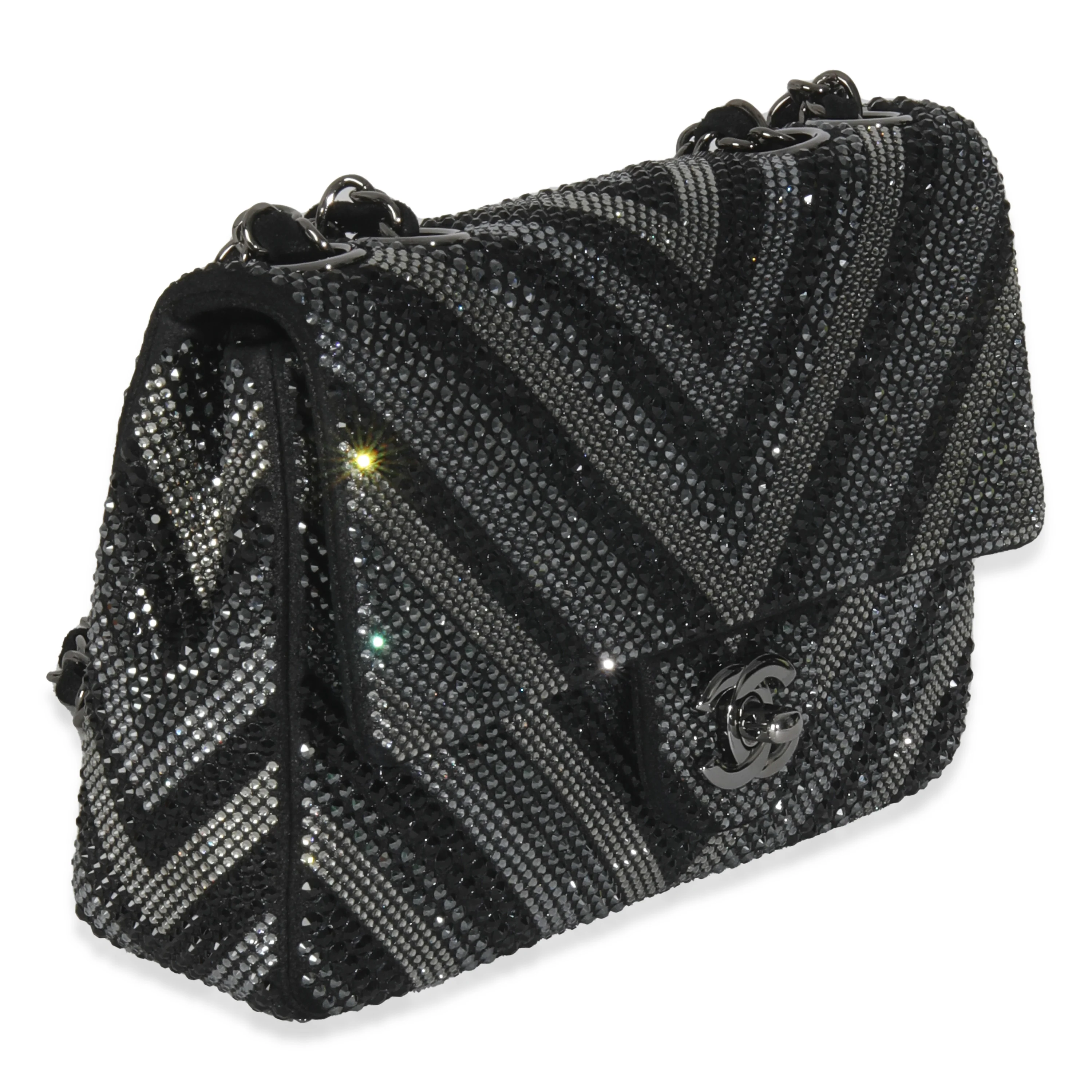 Black Strass CC Chevron Mini Flap Bag - Image 3