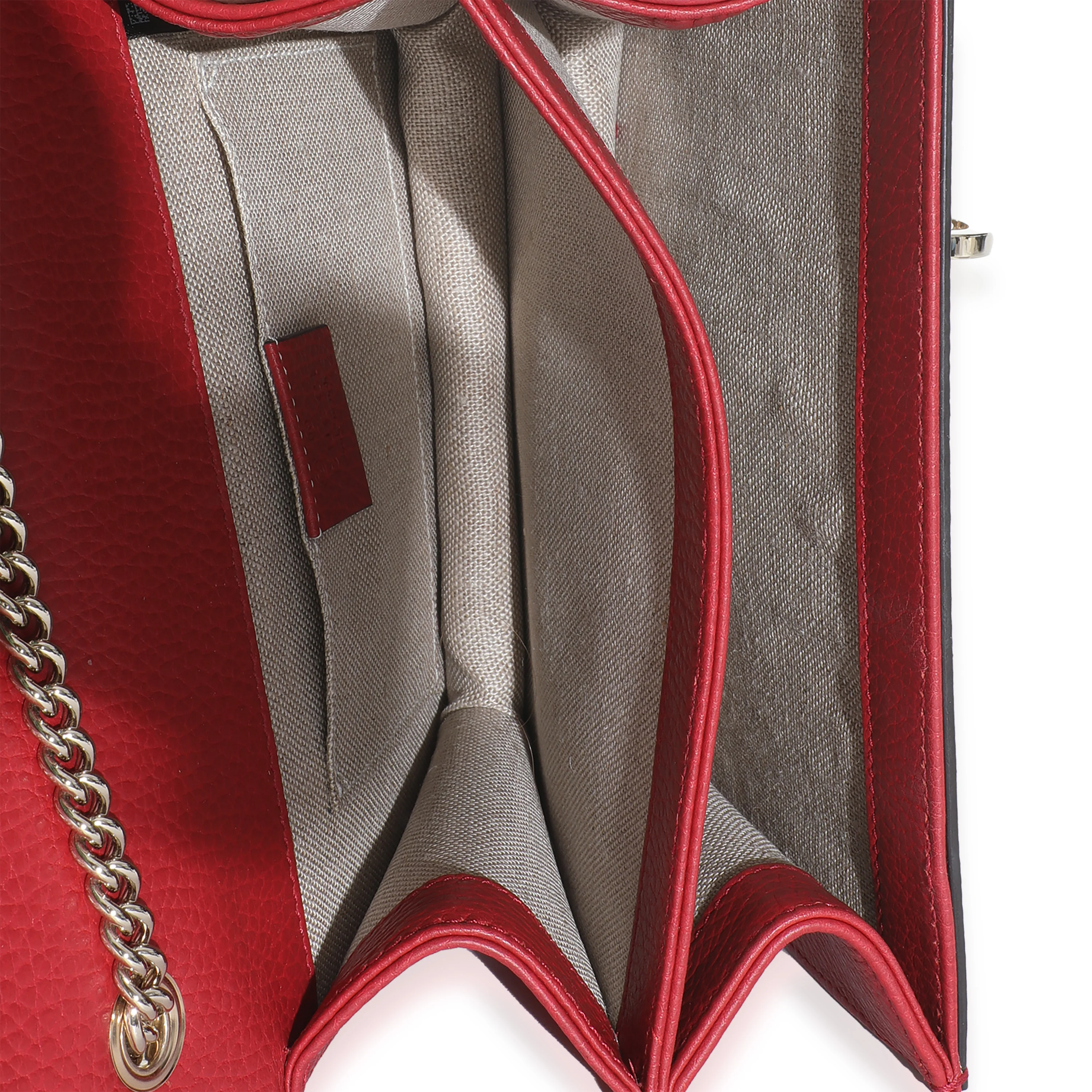 Red Dollar Calfskin Small Interlocking Chain Bag - Image 9